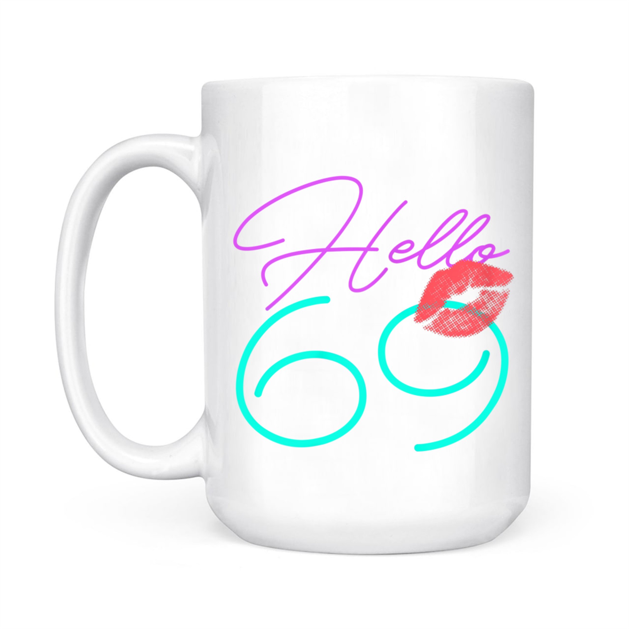 Hello Kiss Funny Purple Birthday Mug