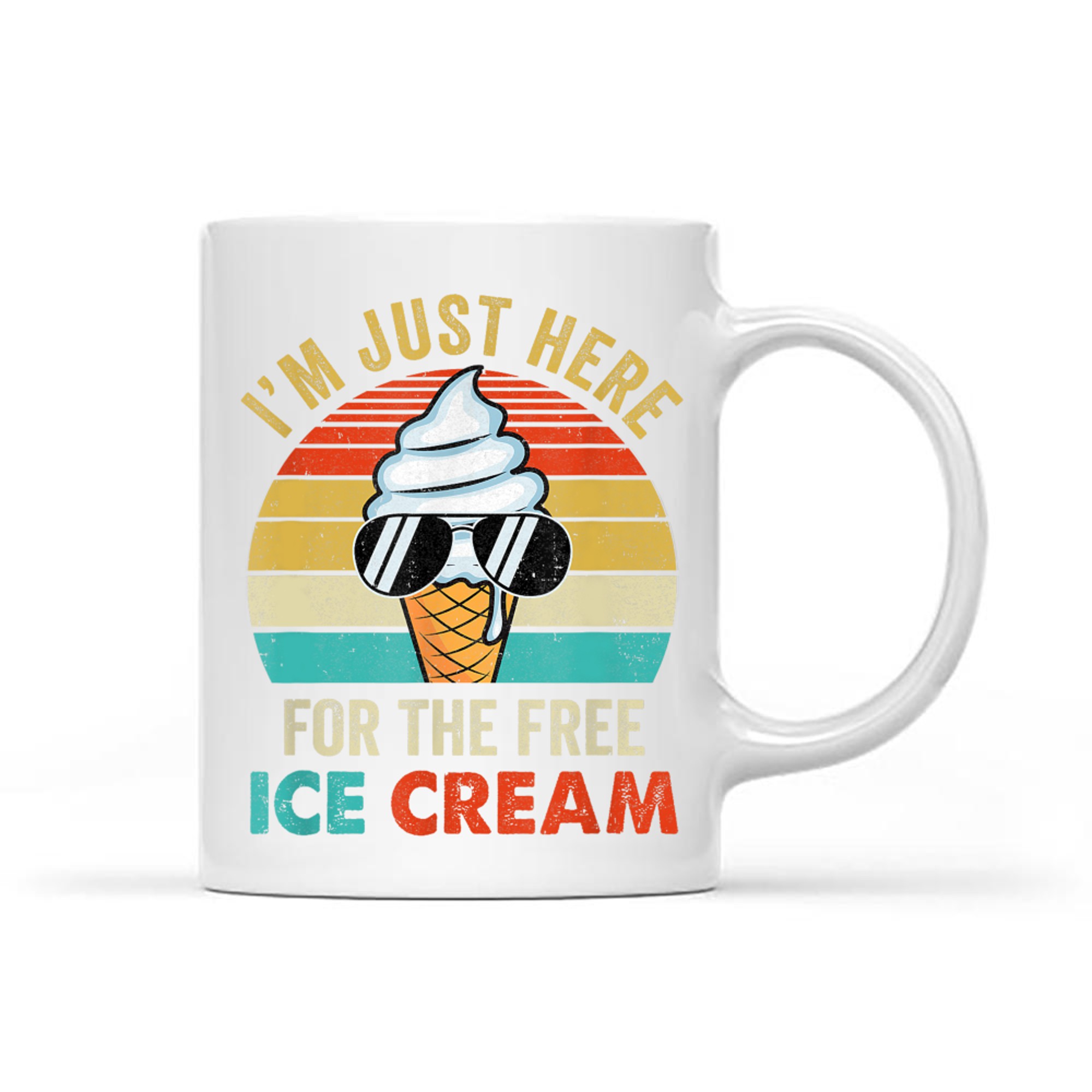 I'm Just Here For The Free Ice Cream Funny Cruise Retro Mug