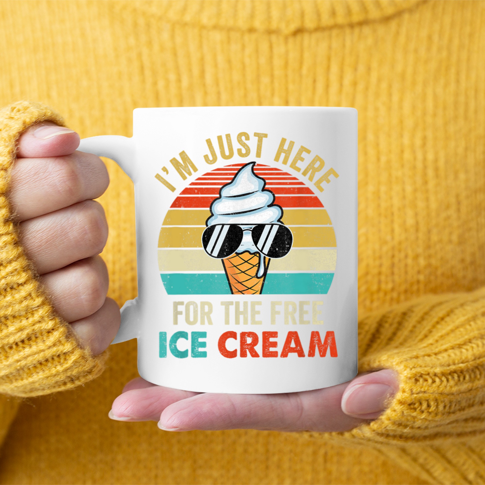 I'm Just Here For The Free Ice Cream Funny Cruise Retro Mug