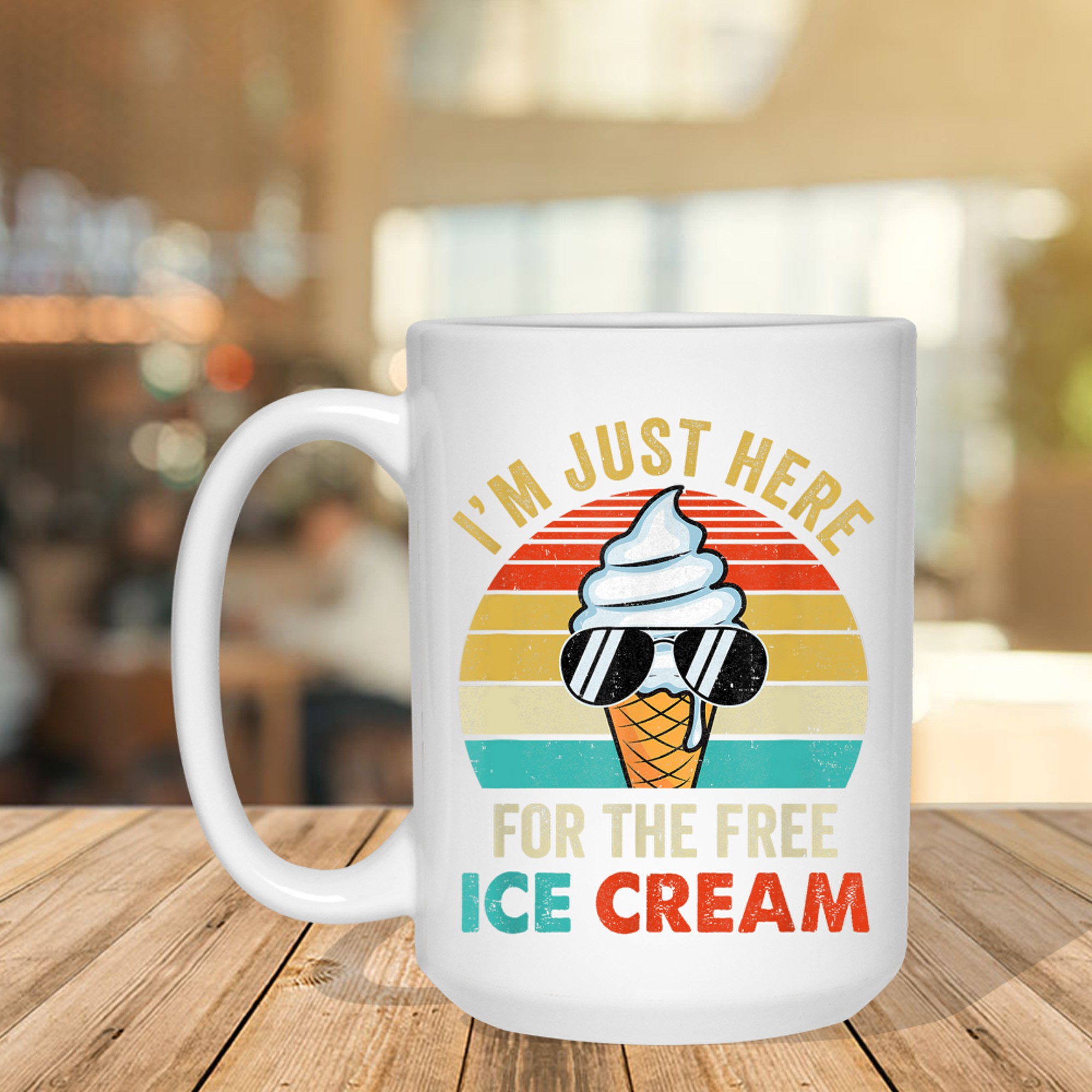 I'm Just Here For The Free Ice Cream Funny Cruise Retro Mug