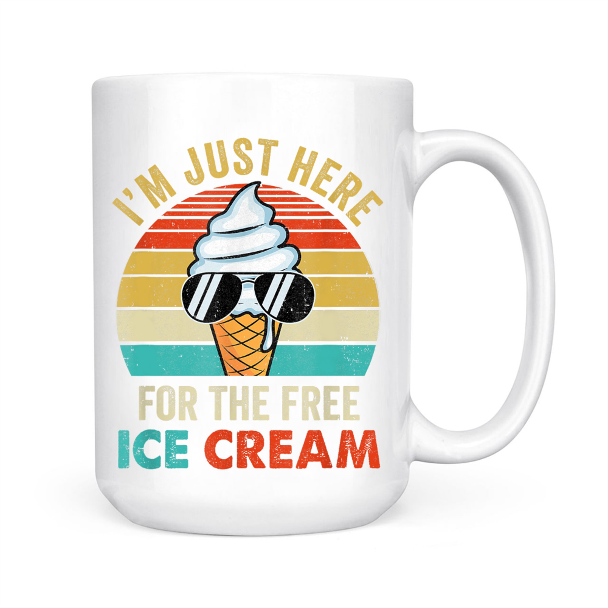 I'm Just Here For The Free Ice Cream Funny Cruise Retro Mug