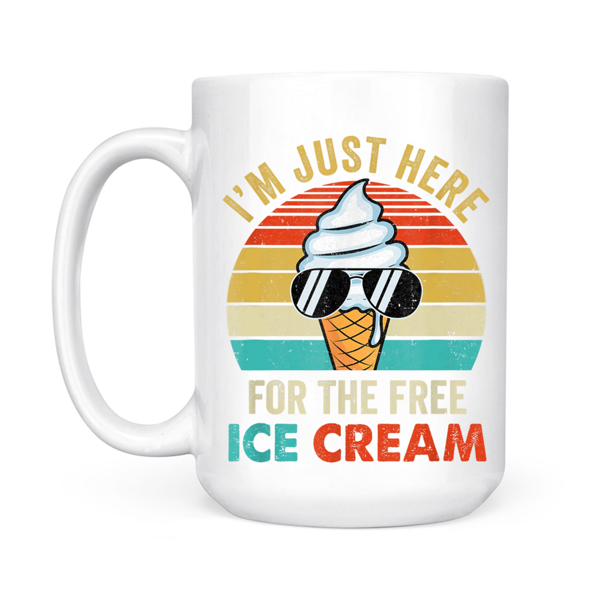 I'm Just Here For The Free Ice Cream Funny Cruise Retro Mug