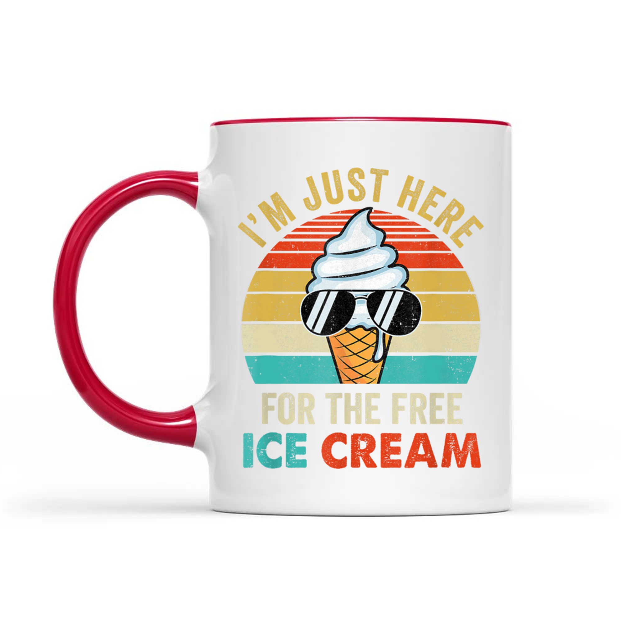 I'm Just Here For The Free Ice Cream Funny Cruise Retro Mug