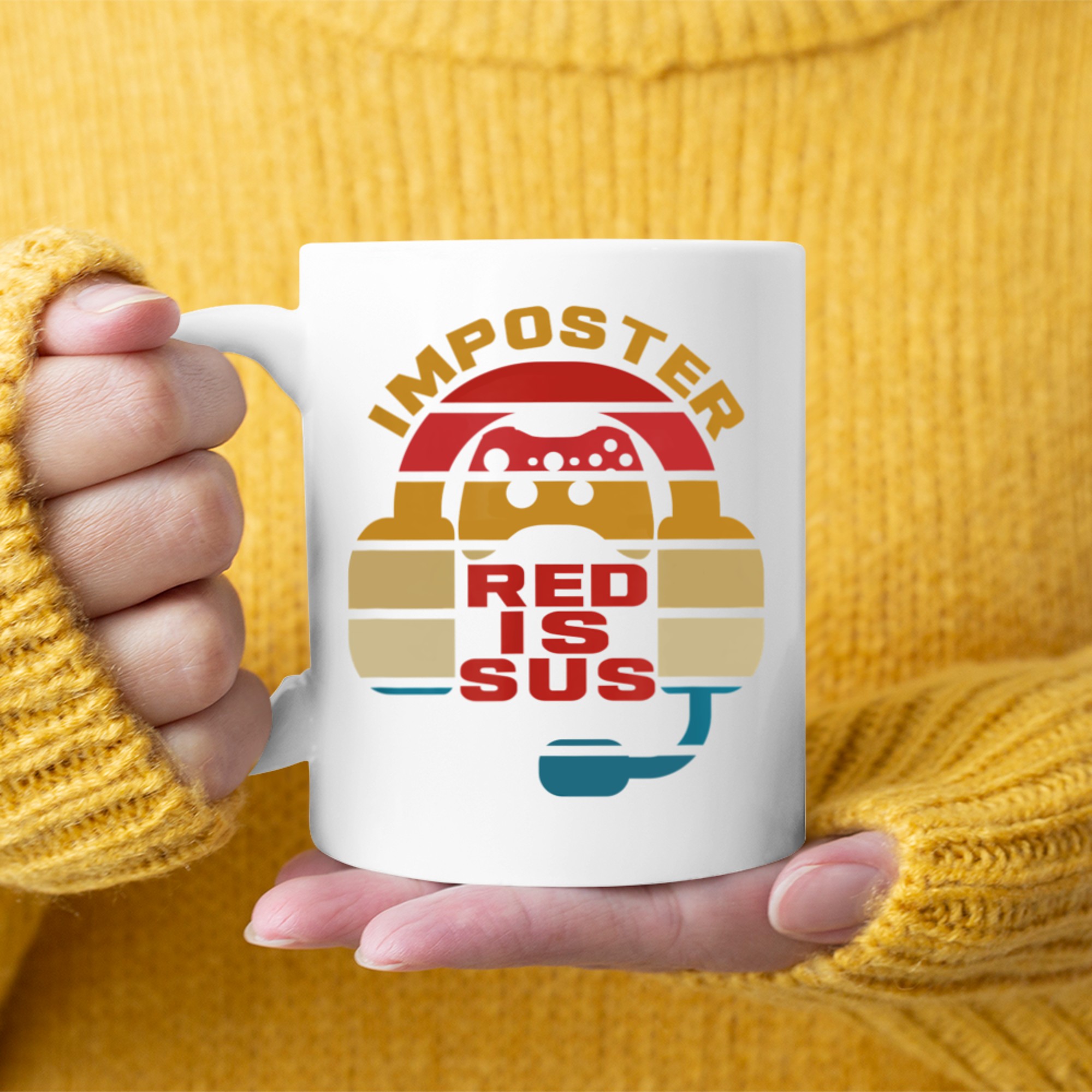 Imposter Red Is Sus Gamer Gaming Retro Mug