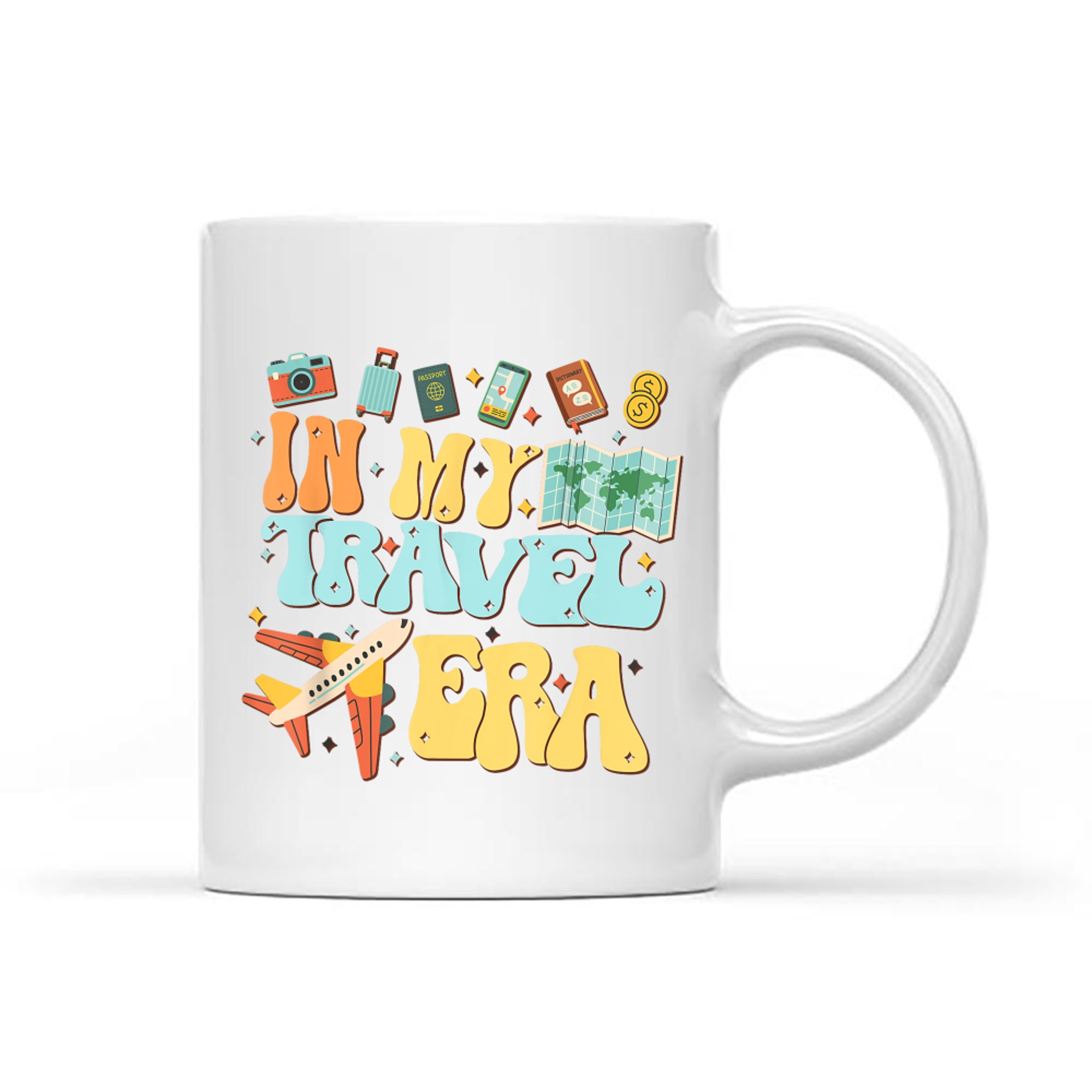 In My Travel Era Funny Traveler Airplane Summer Vacation Mug