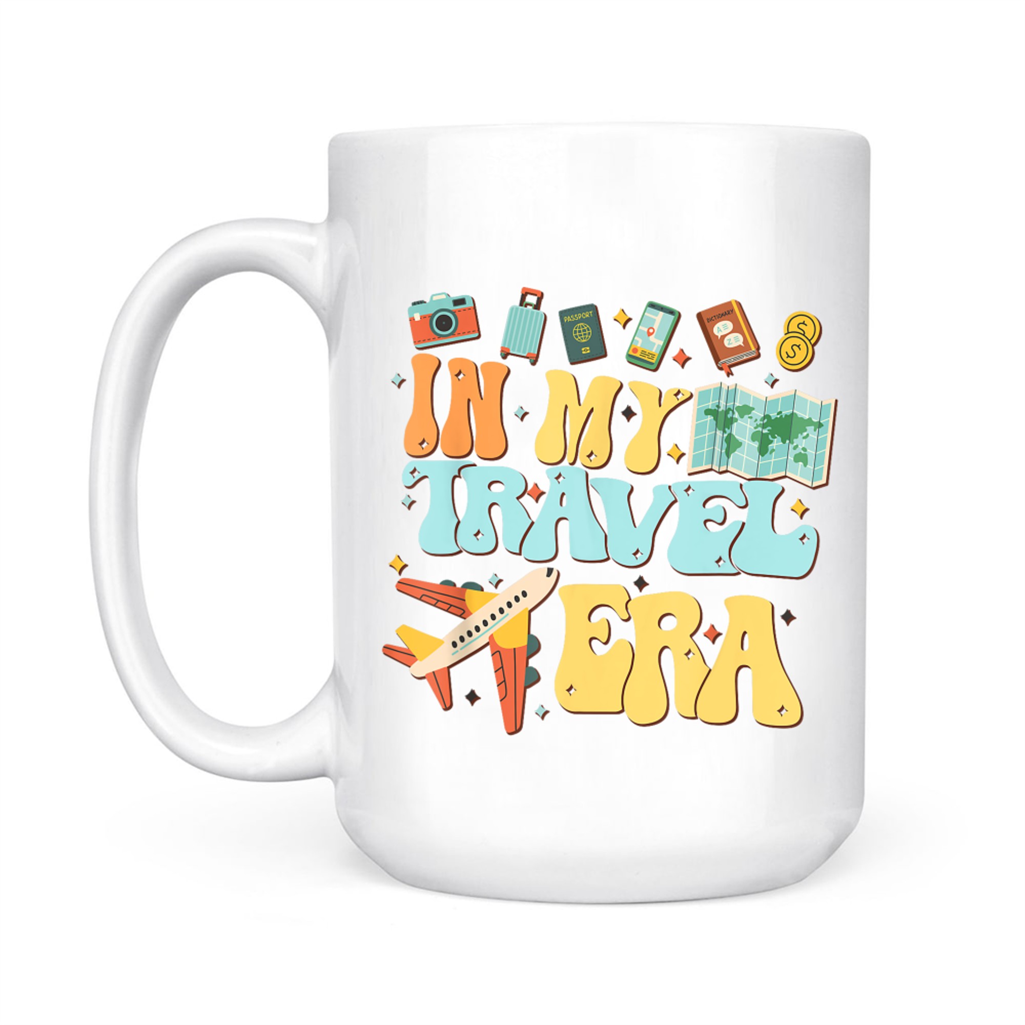 In My Travel Era Funny Traveler Airplane Summer Vacation Mug
