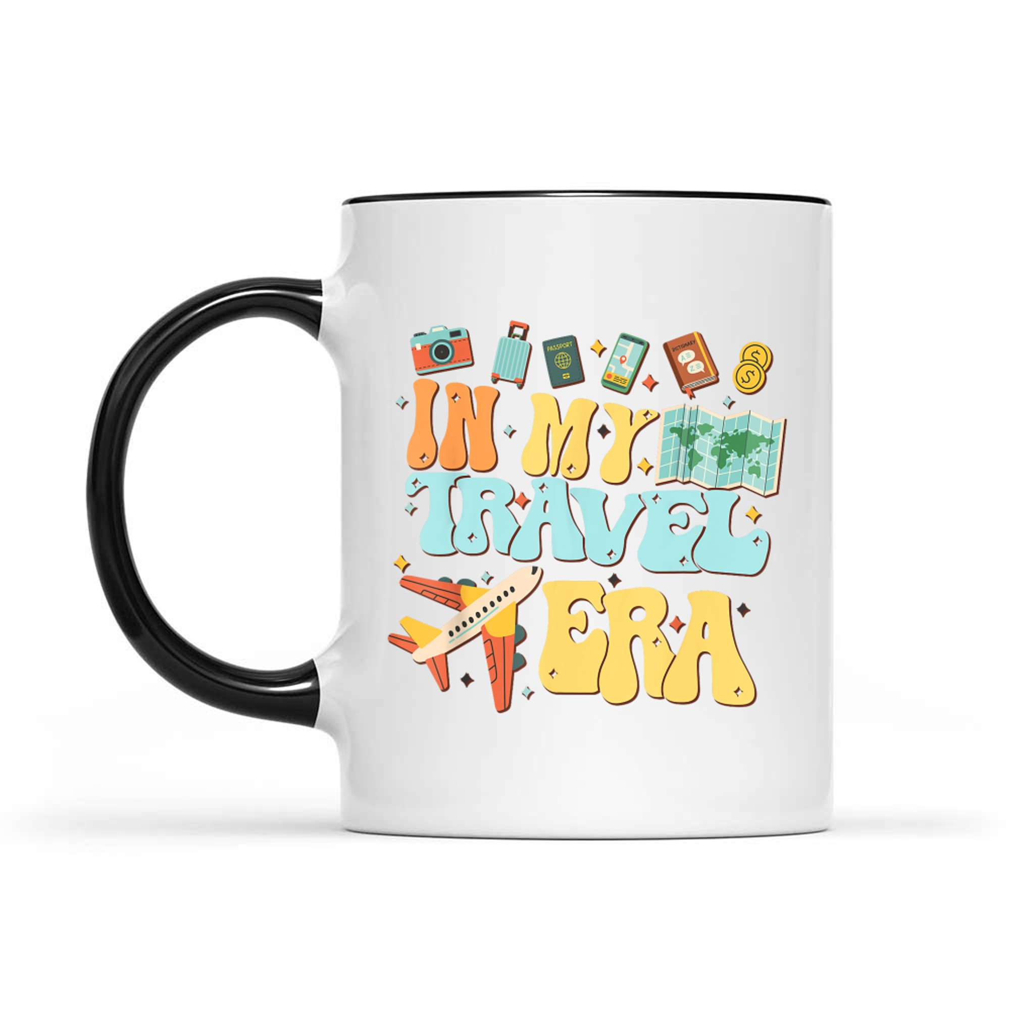 In My Travel Era Funny Traveler Airplane Summer Vacation Mug