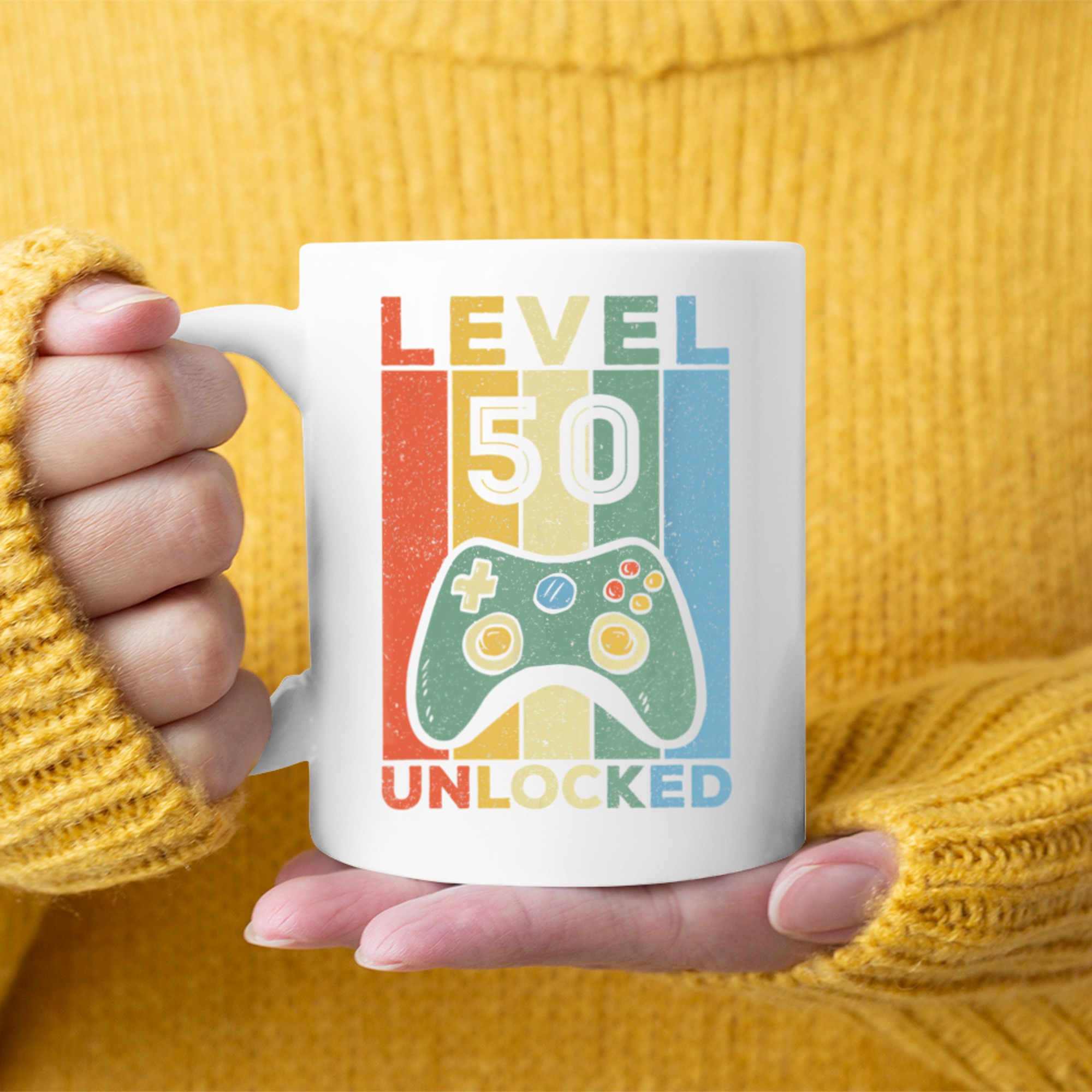 Level Unlocked Video Gamer Retro 50th Birthday Mug