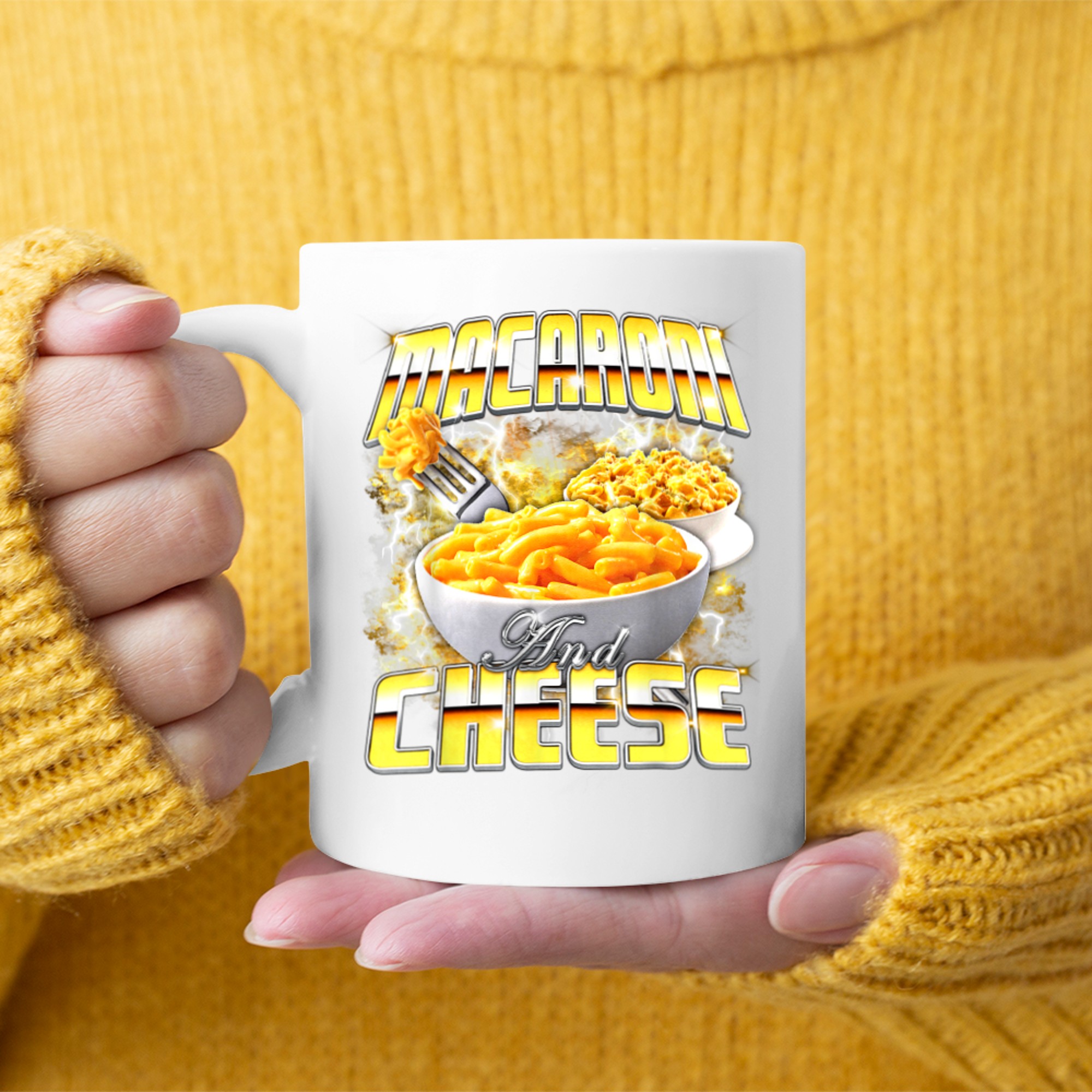 Macaroni and Cheese Meme Rap Style 90s Vintage Funny Mug
