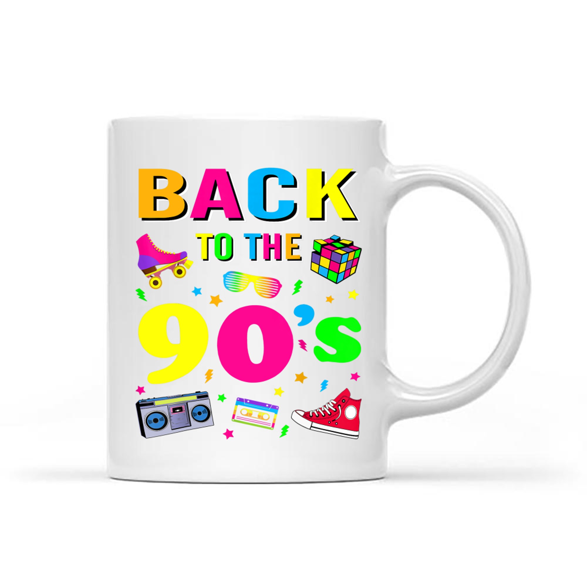 Men's Women's Kids Vintage Retro Back To 90's Graphic Mug