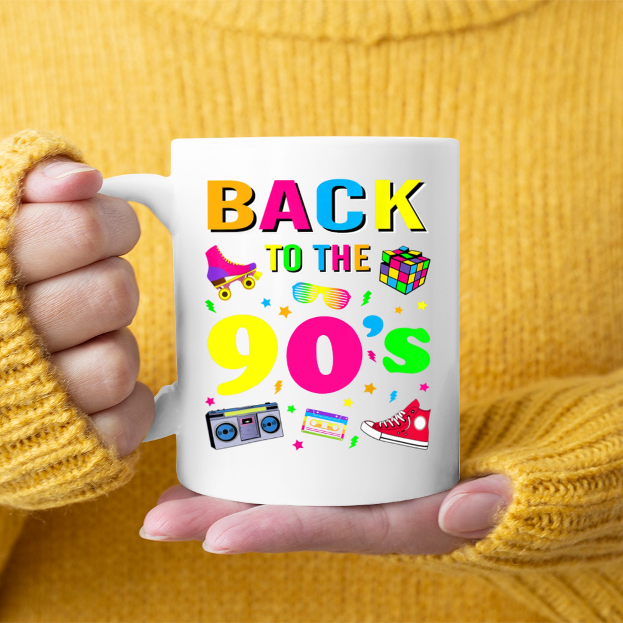 Men's Women's Kids Vintage Retro Back To 90's Graphic Mug