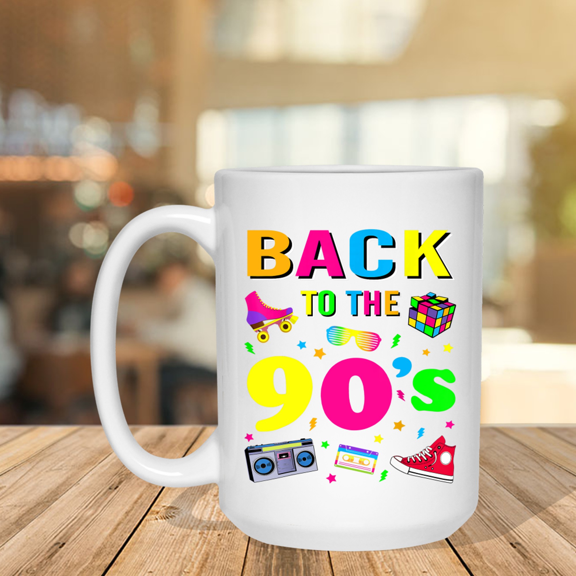 Men's Women's Kids Vintage Retro Back To 90's Graphic Mug