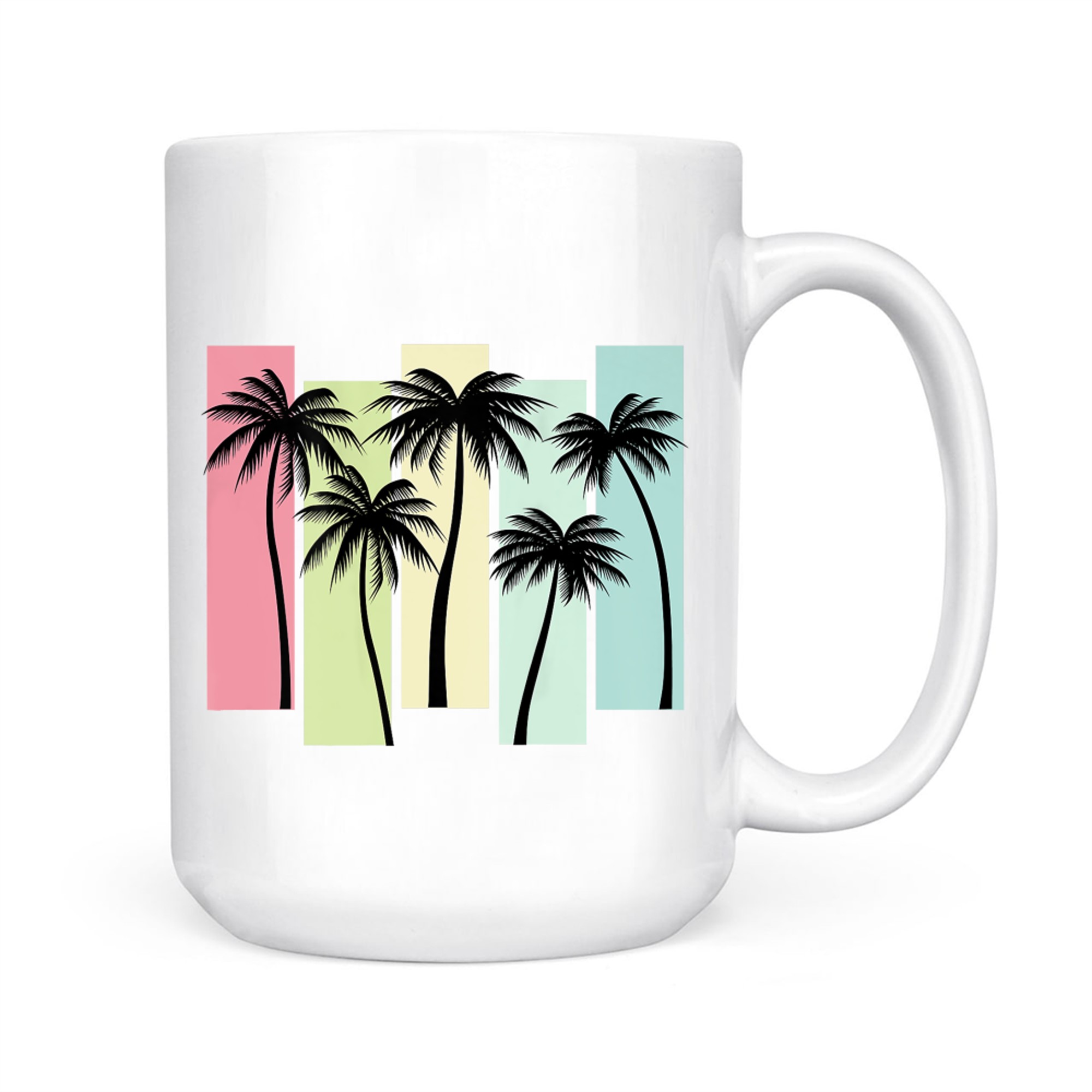 On Back Retro Art Deco Summer Vacation Tropical Palm Trees Mug