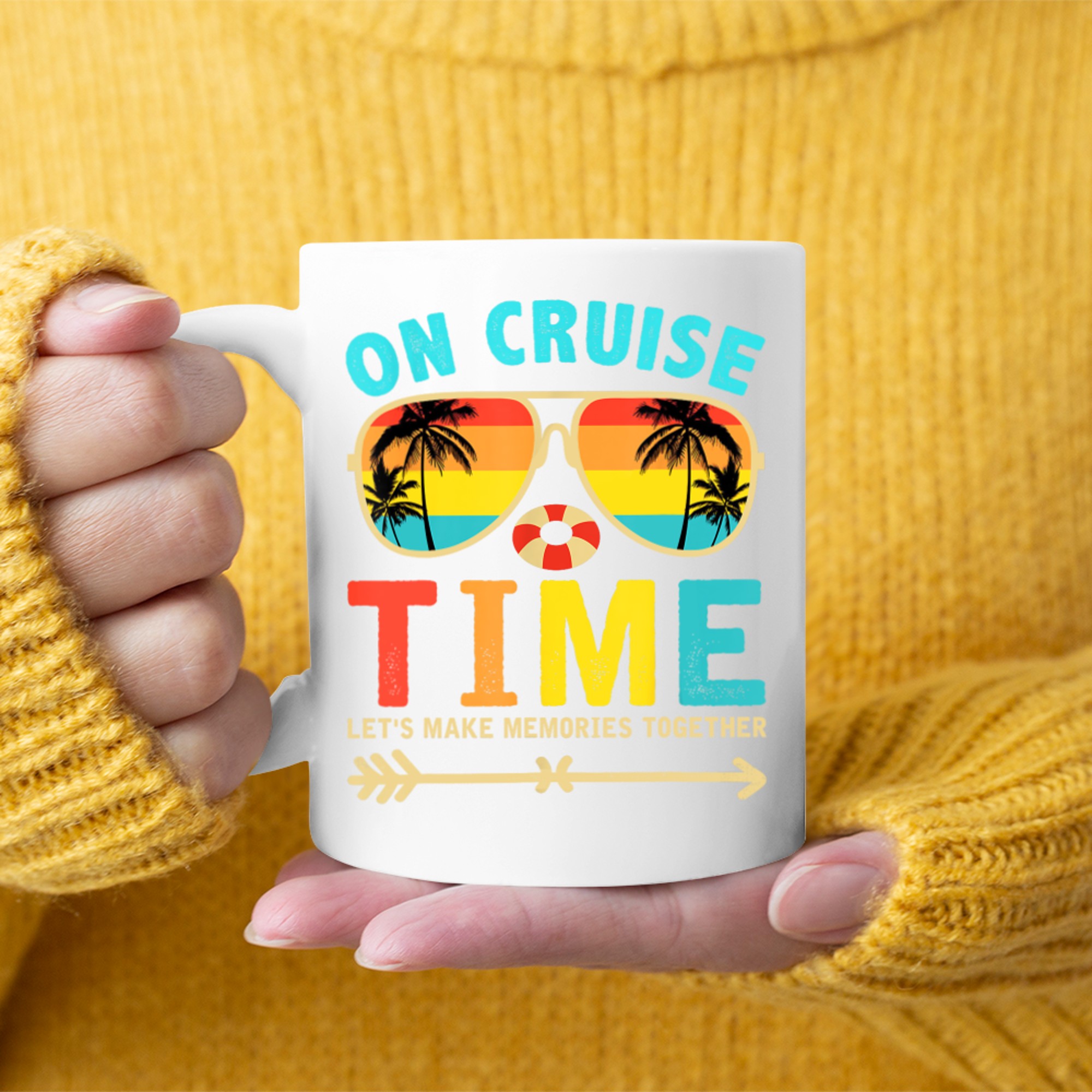 On Cruise Time Retro Sunglasses Vacation Summer Family Trip Matching Cruise Mug
