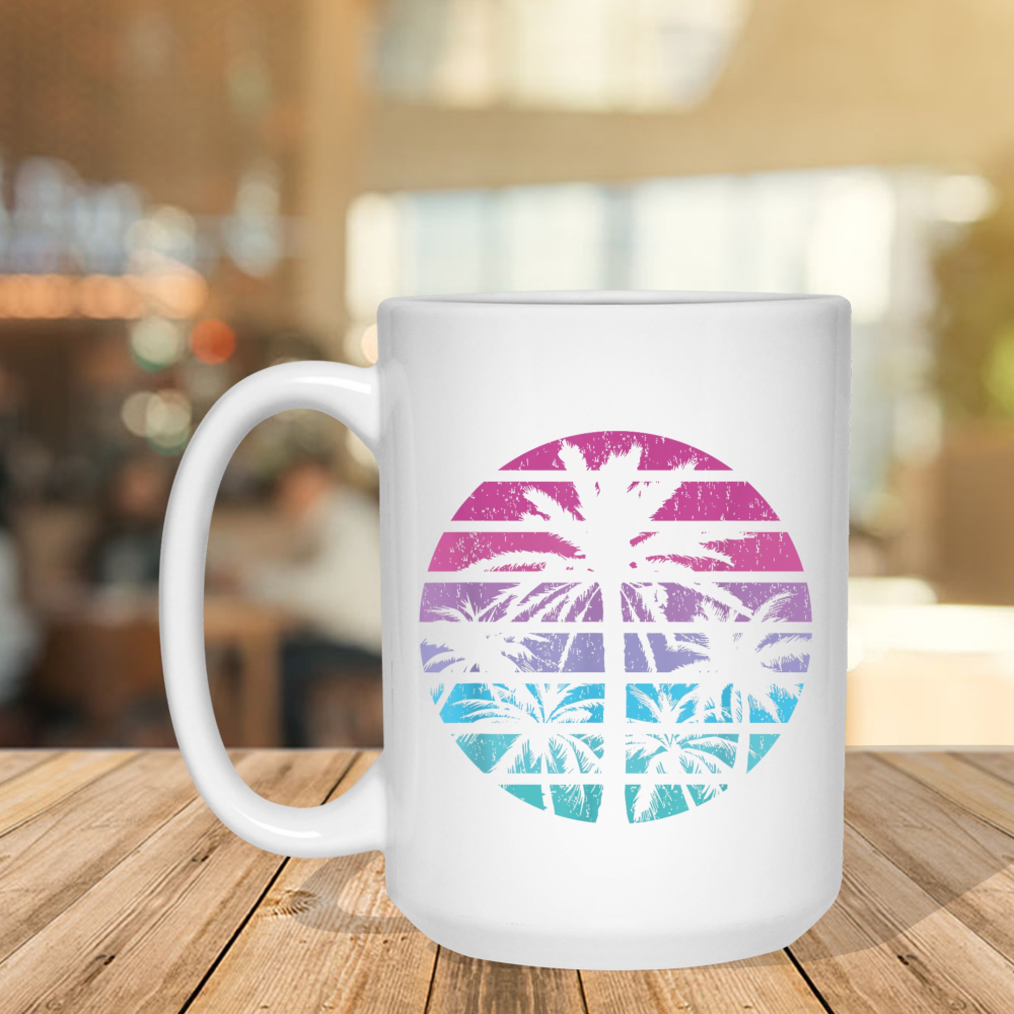 Palm Tree Retro Sunset Summer Beach Vintage Tropical Mug