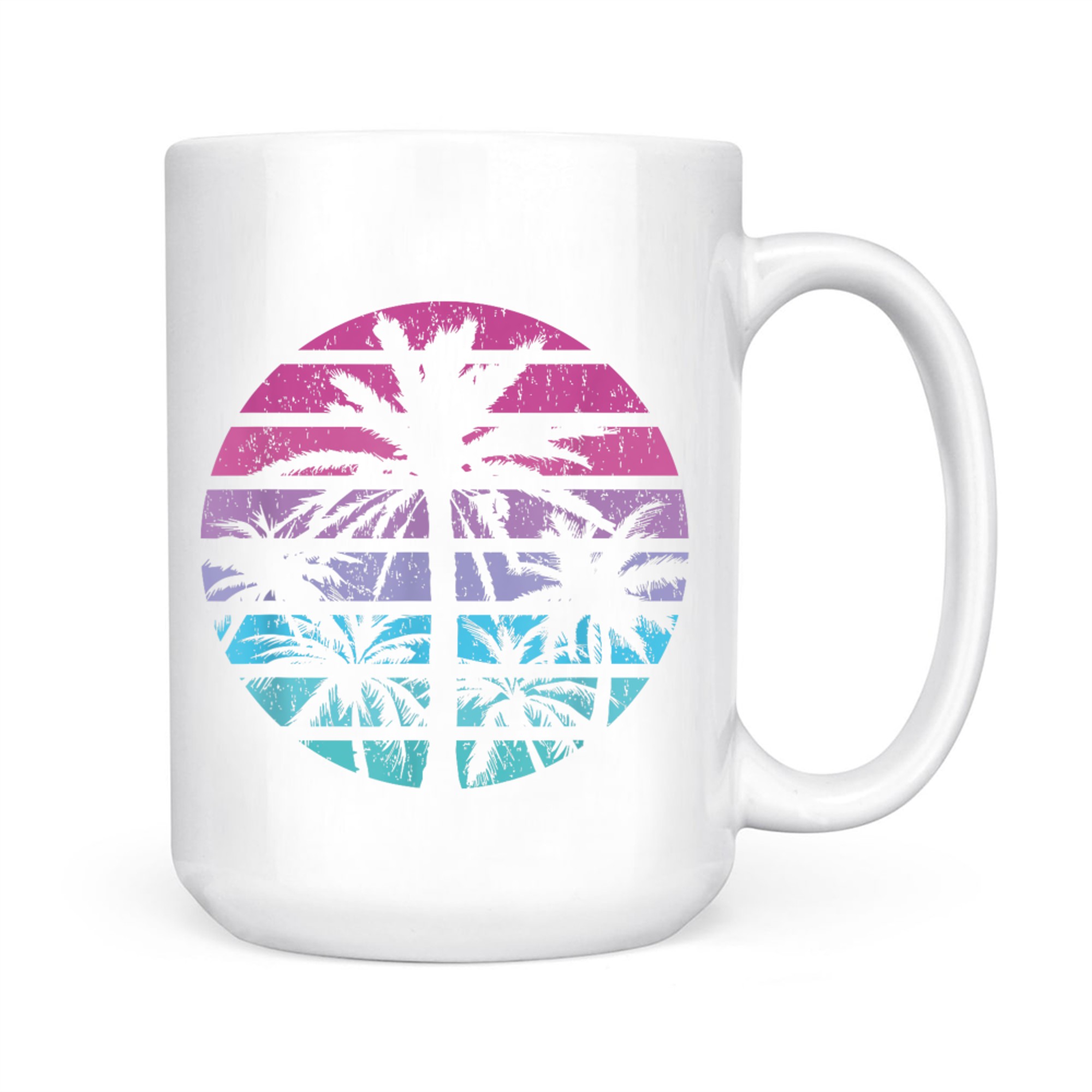 Palm Tree Retro Sunset Summer Beach Vintage Tropical Mug