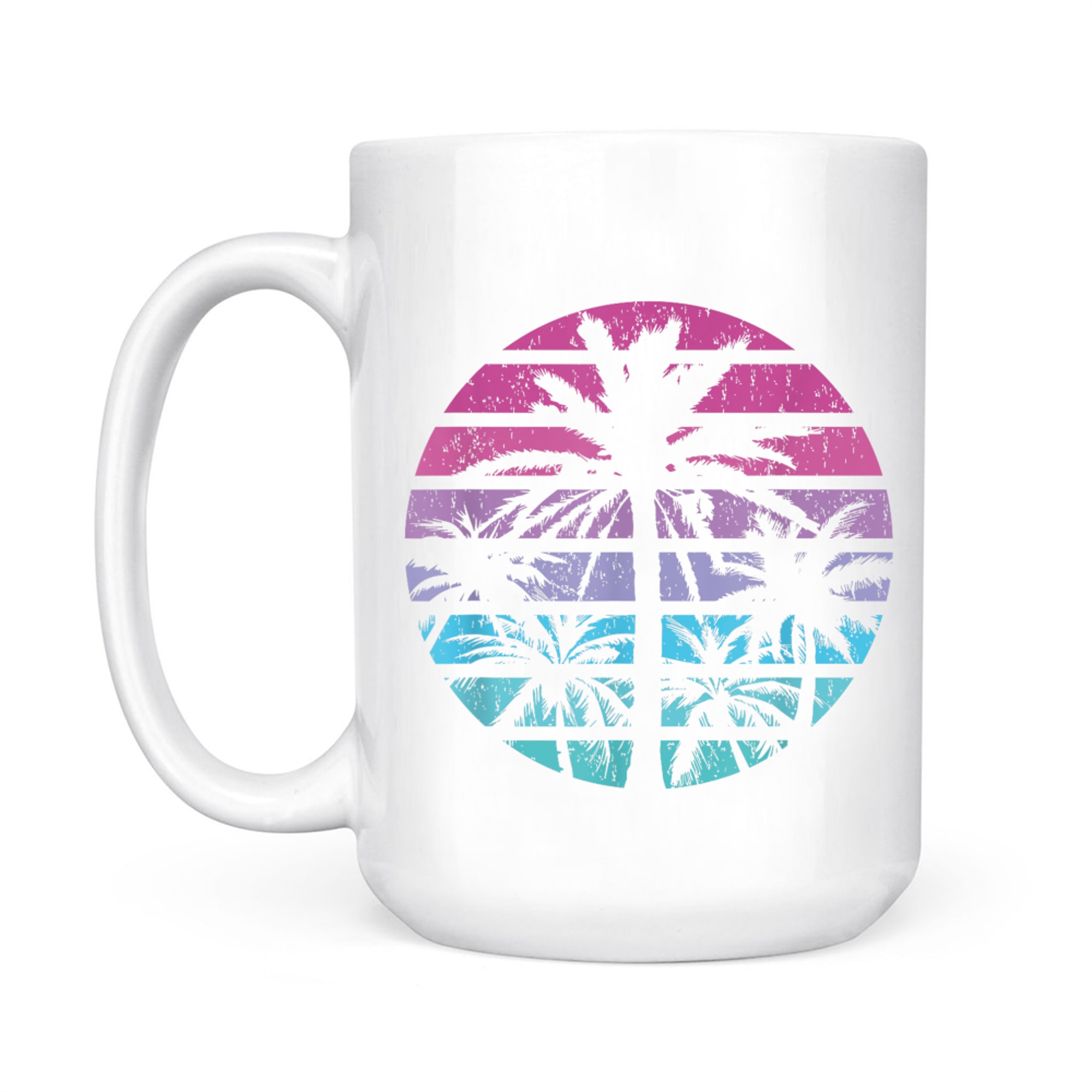 Palm Tree Retro Sunset Summer Beach Vintage Tropical Mug