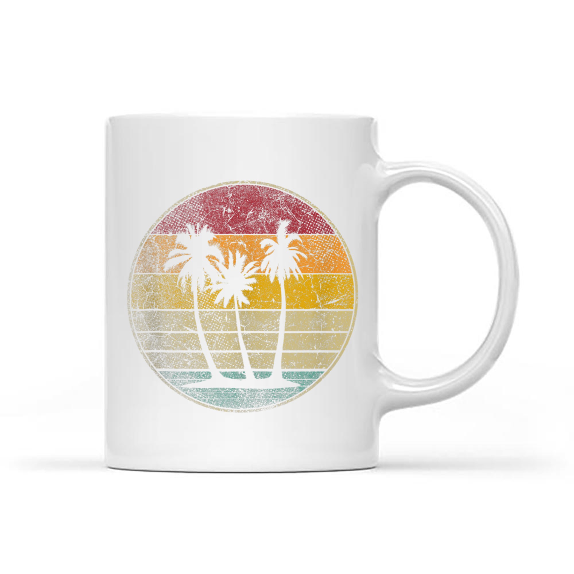 Palm Tree Tropical Beach Vintage Retro Style 70s 80s Mug