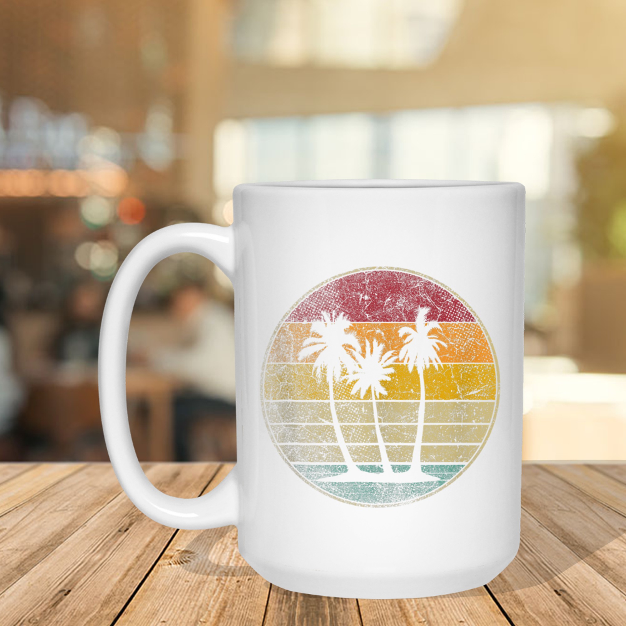 Palm Tree Tropical Beach Vintage Retro Style 70s 80s Mug