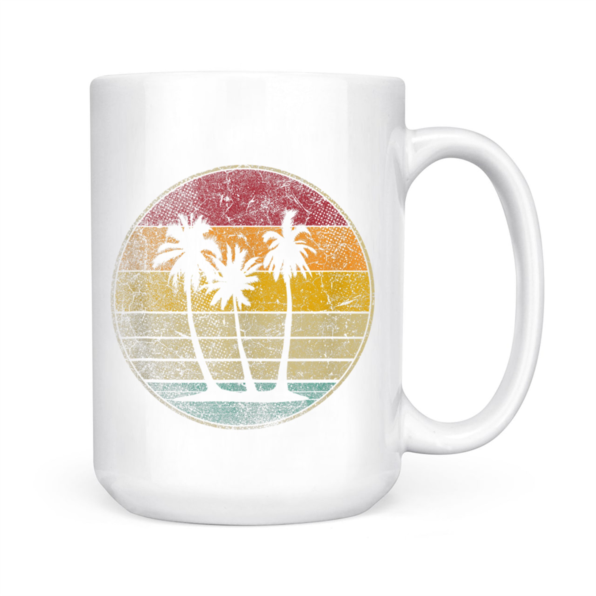 Palm Tree Tropical Beach Vintage Retro Style 70s 80s Mug