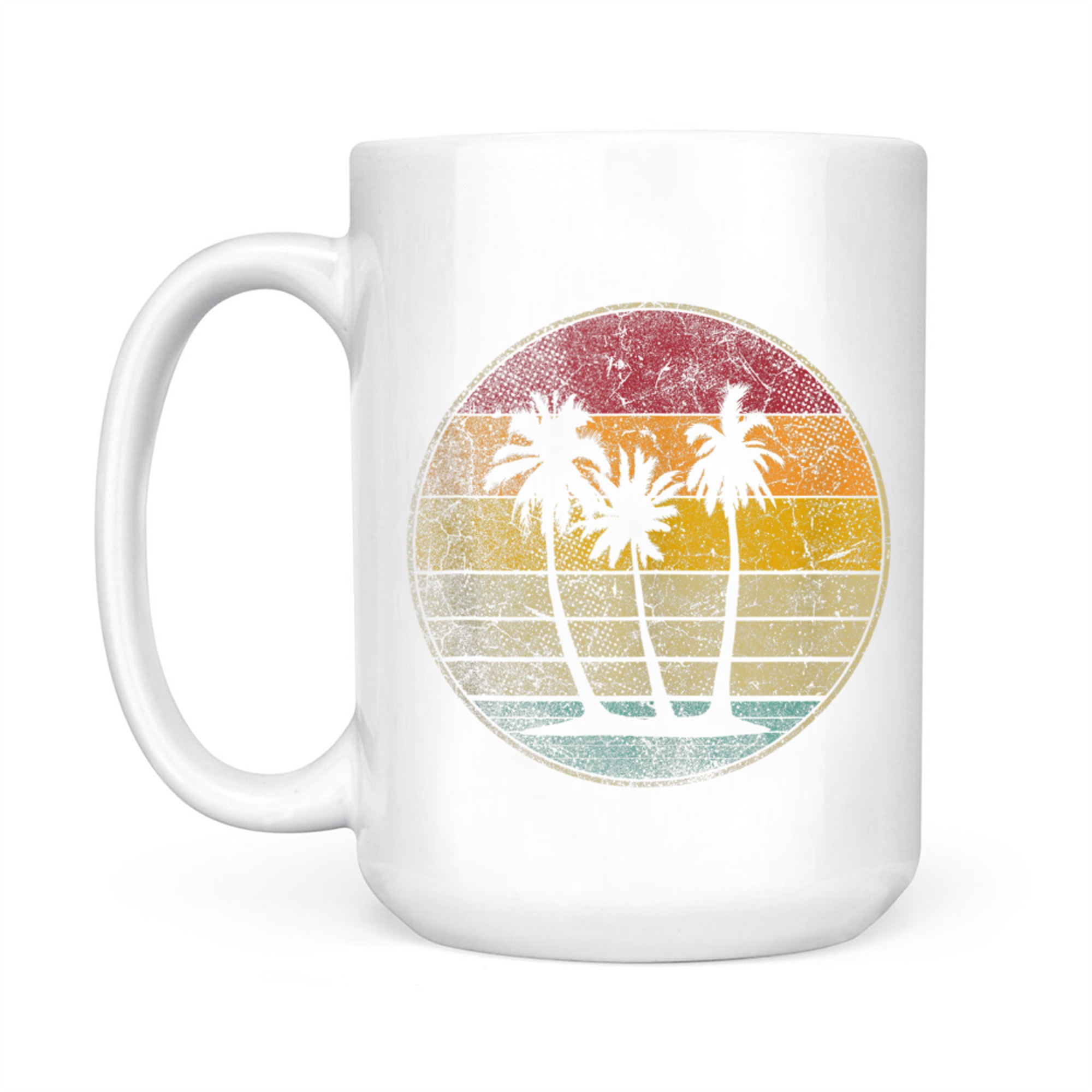 Palm Tree Tropical Beach Vintage Retro Style 70s 80s Mug