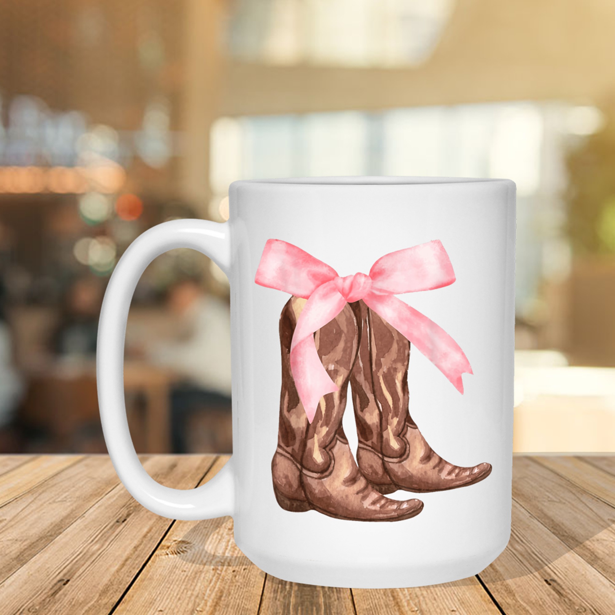Pink Bow Cowboy Boots Cute Y2K Mug