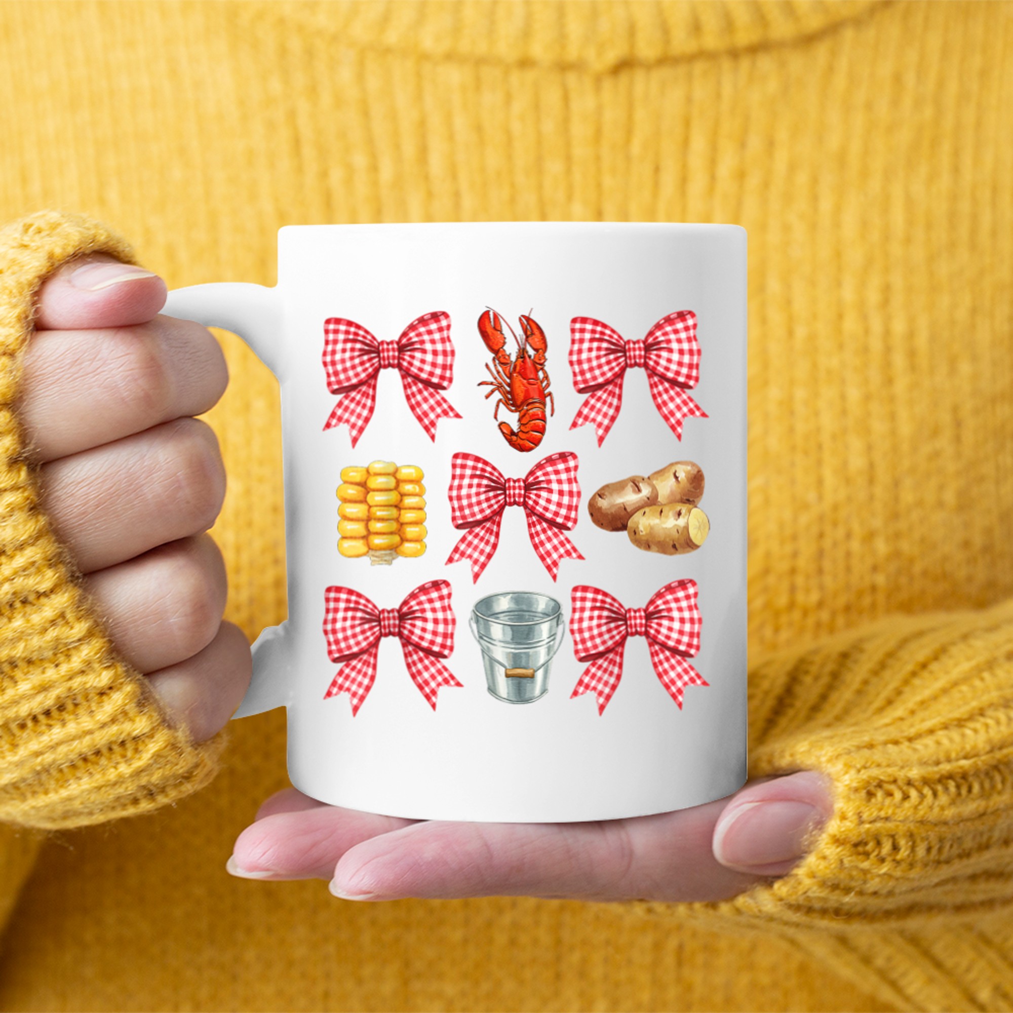 Pink Bow Cute Crawfish Boil Y2K Girl Aesthet Mug