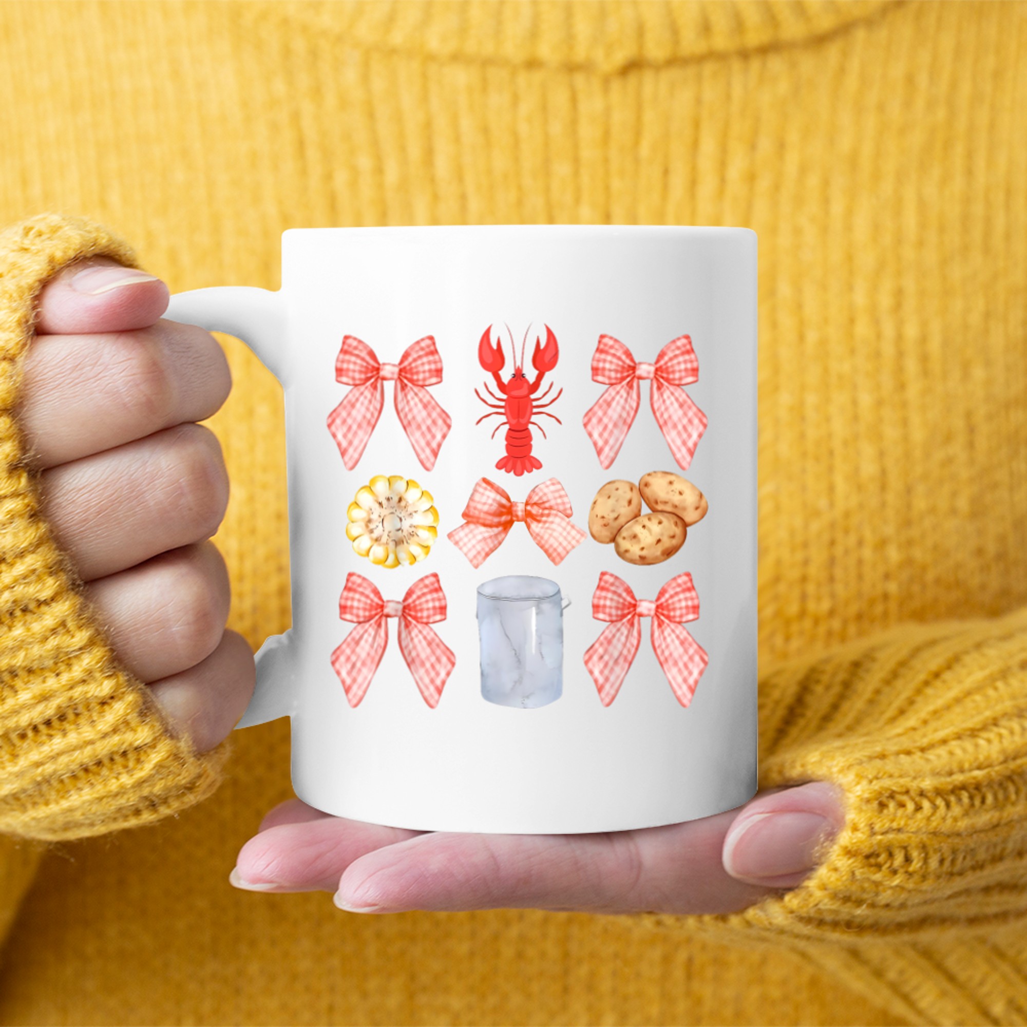 Pink Bow Cute Crawfish Boil Y2K Girl Aesthetic Mug