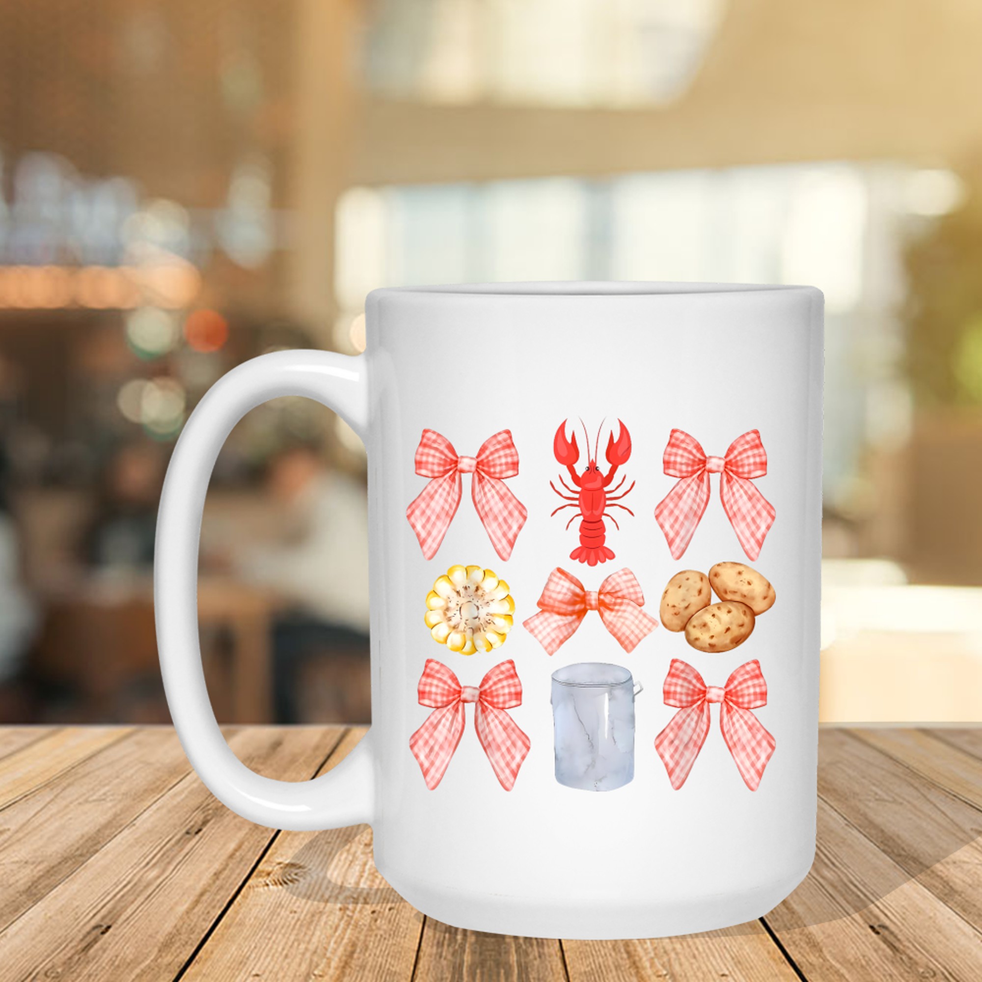 Pink Bow Cute Crawfish Boil Y2K Girl Aesthetic Mug