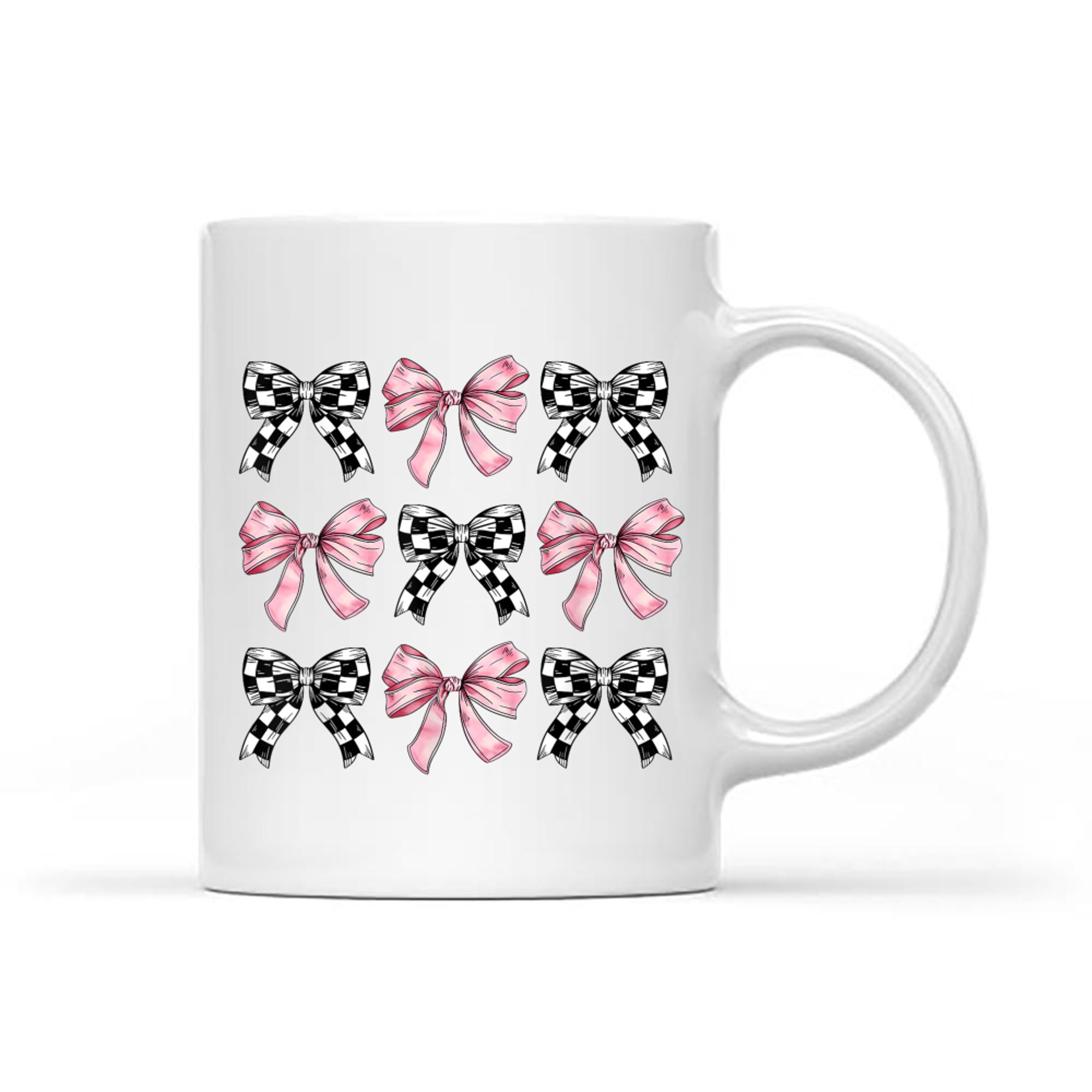 Pink Bows Cute Checkered Bow Y2K Girl Aesthetic Mug