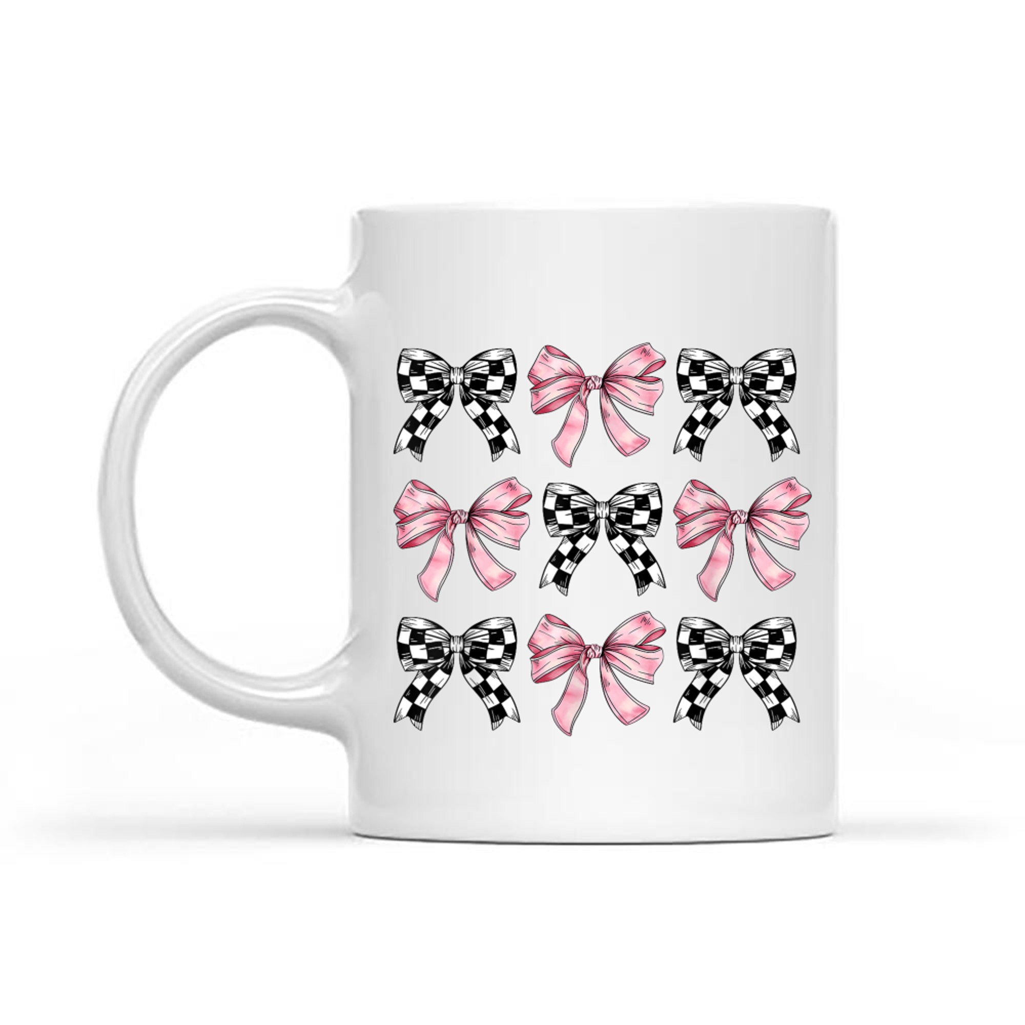 Pink Bows Cute Checkered Bow Y2K Girl Aesthetic Mug