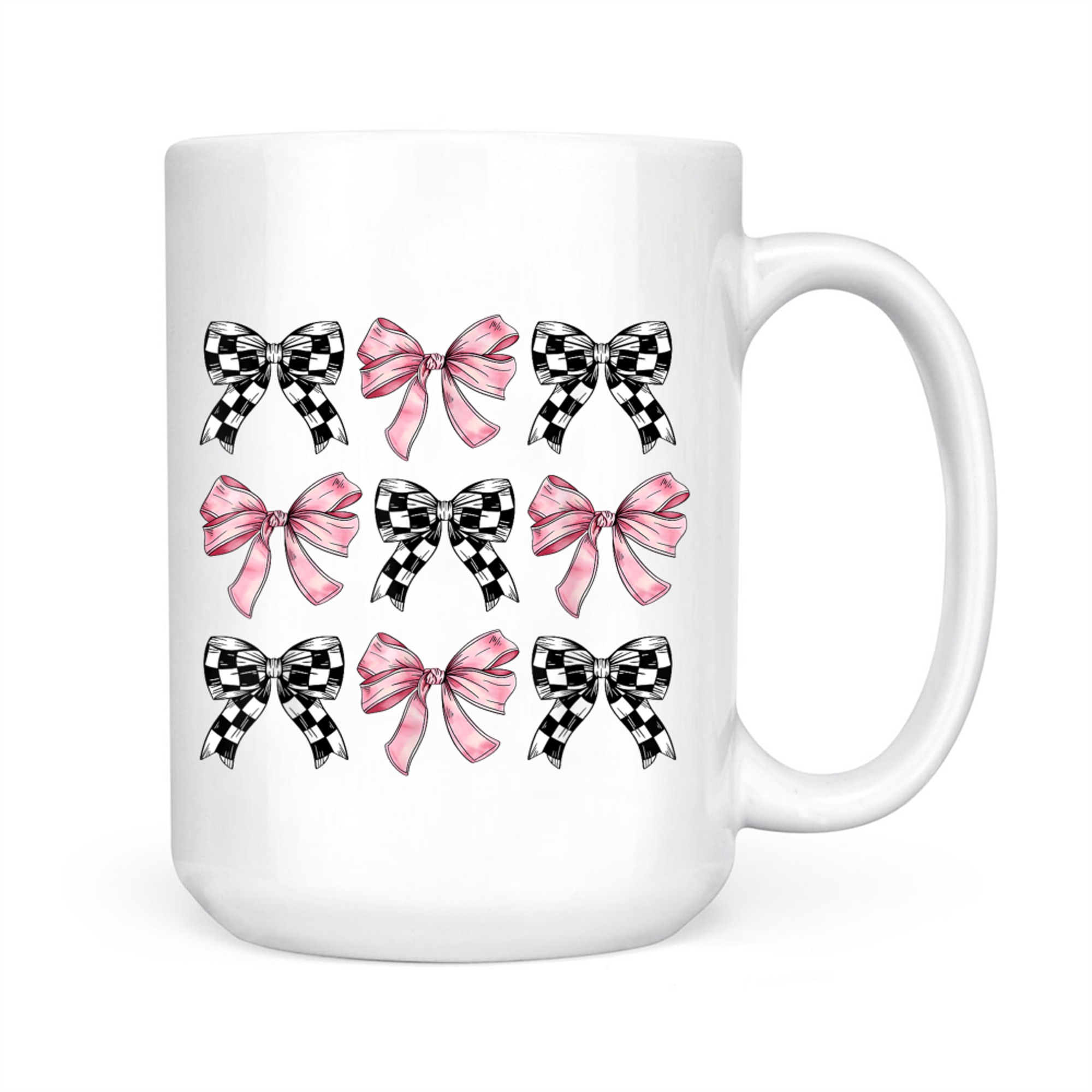Pink Bows Cute Checkered Bow Y2K Girl Aesthetic Mug