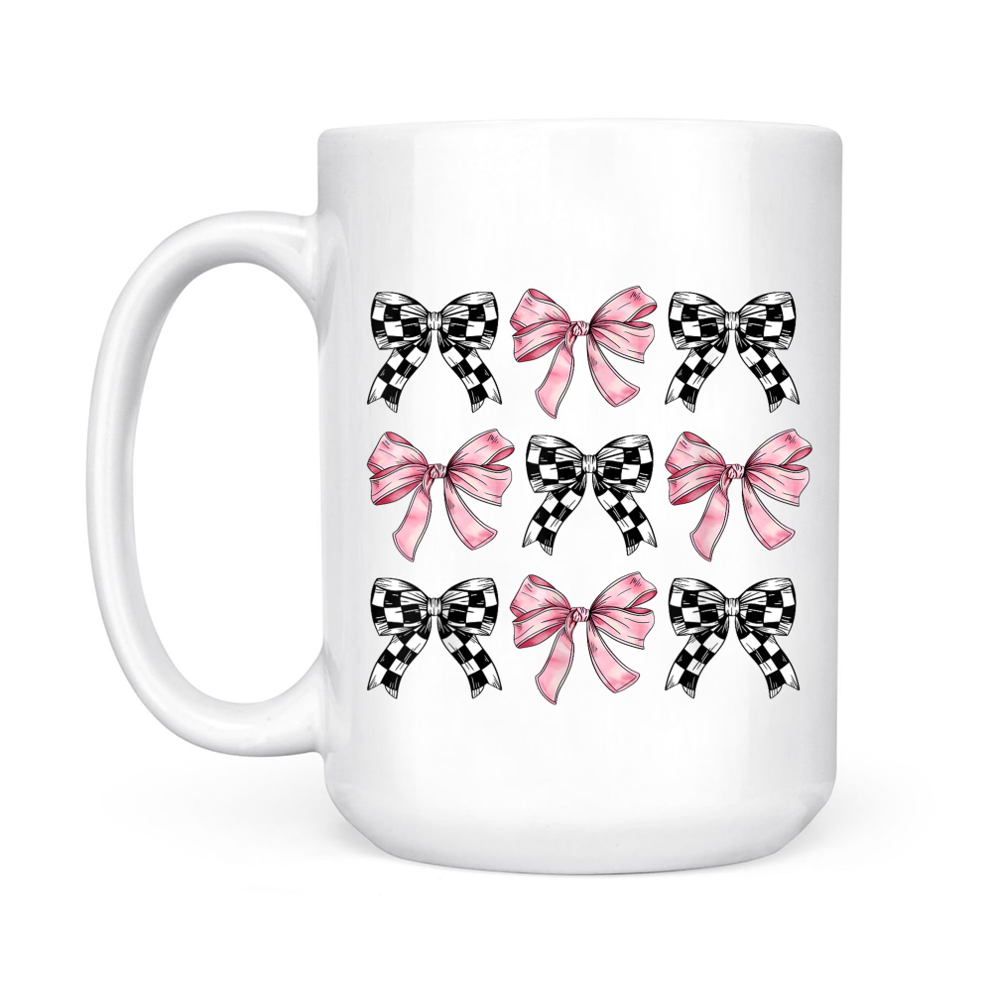 Pink Bows Cute Checkered Bow Y2K Girl Aesthetic Mug