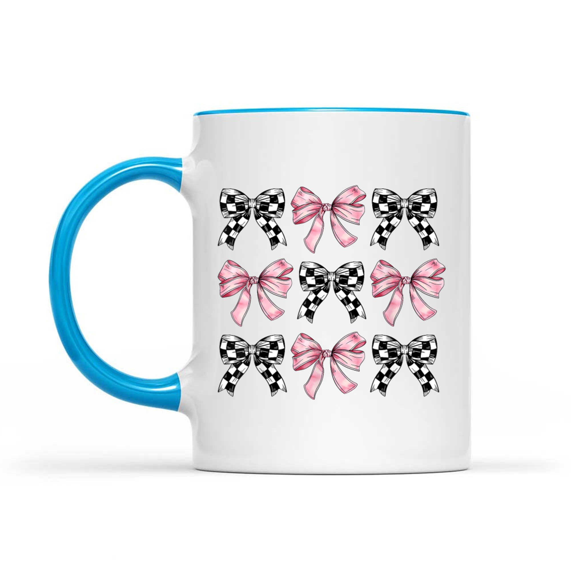 Pink Bows Cute Checkered Bow Y2K Girl Aesthetic Mug