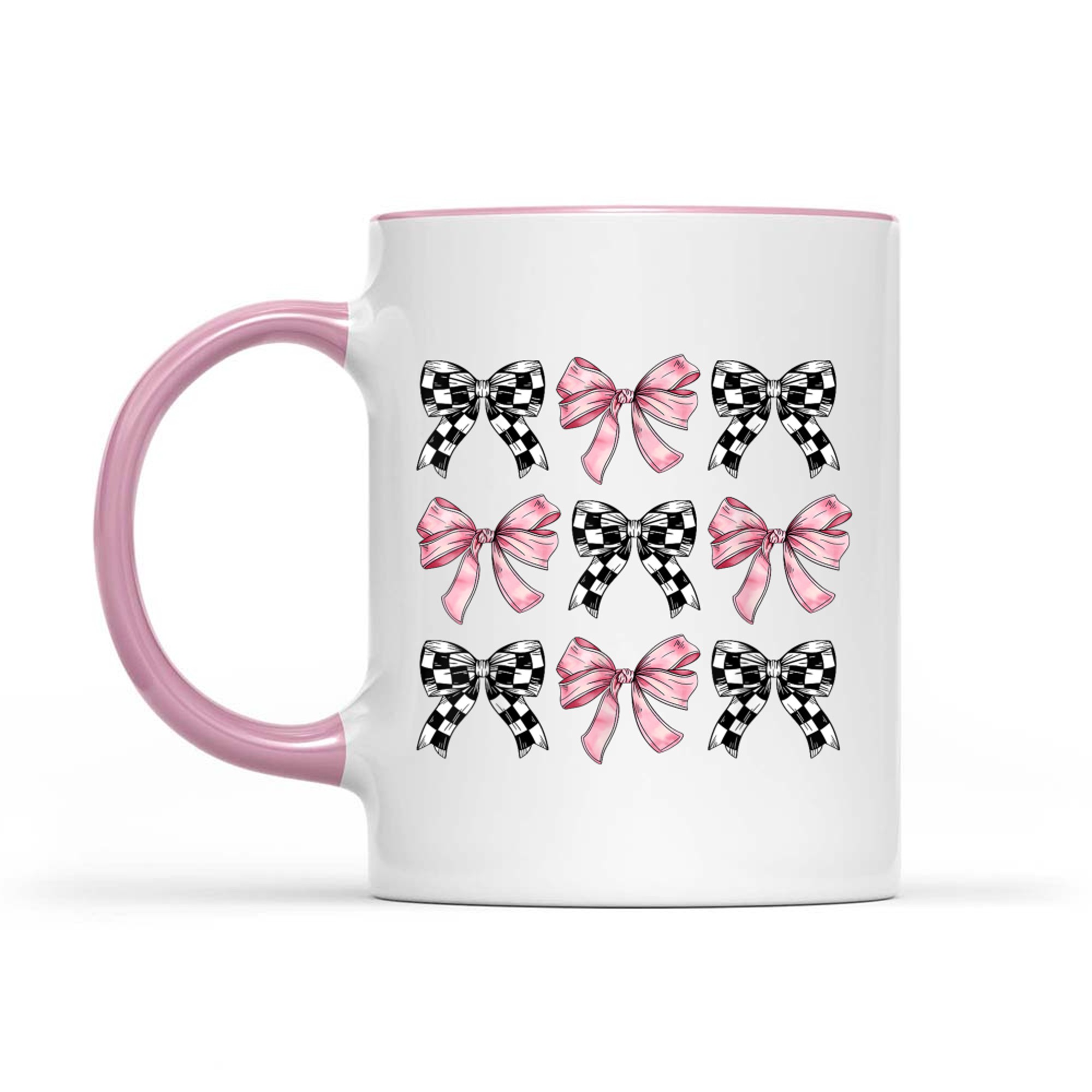 Pink Bows Cute Checkered Bow Y2K Girl Aesthetic Mug