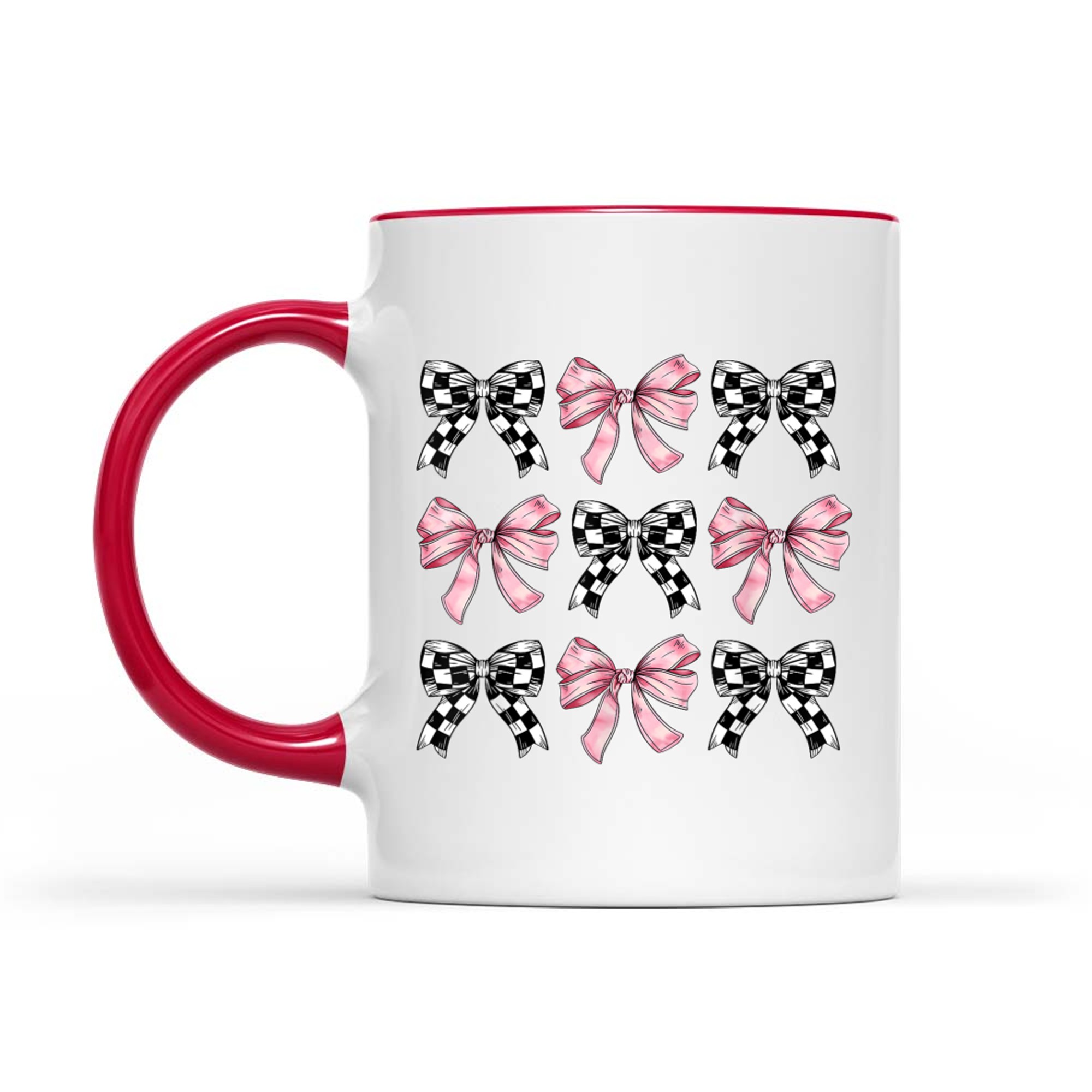 Pink Bows Cute Checkered Bow Y2K Girl Aesthetic Mug