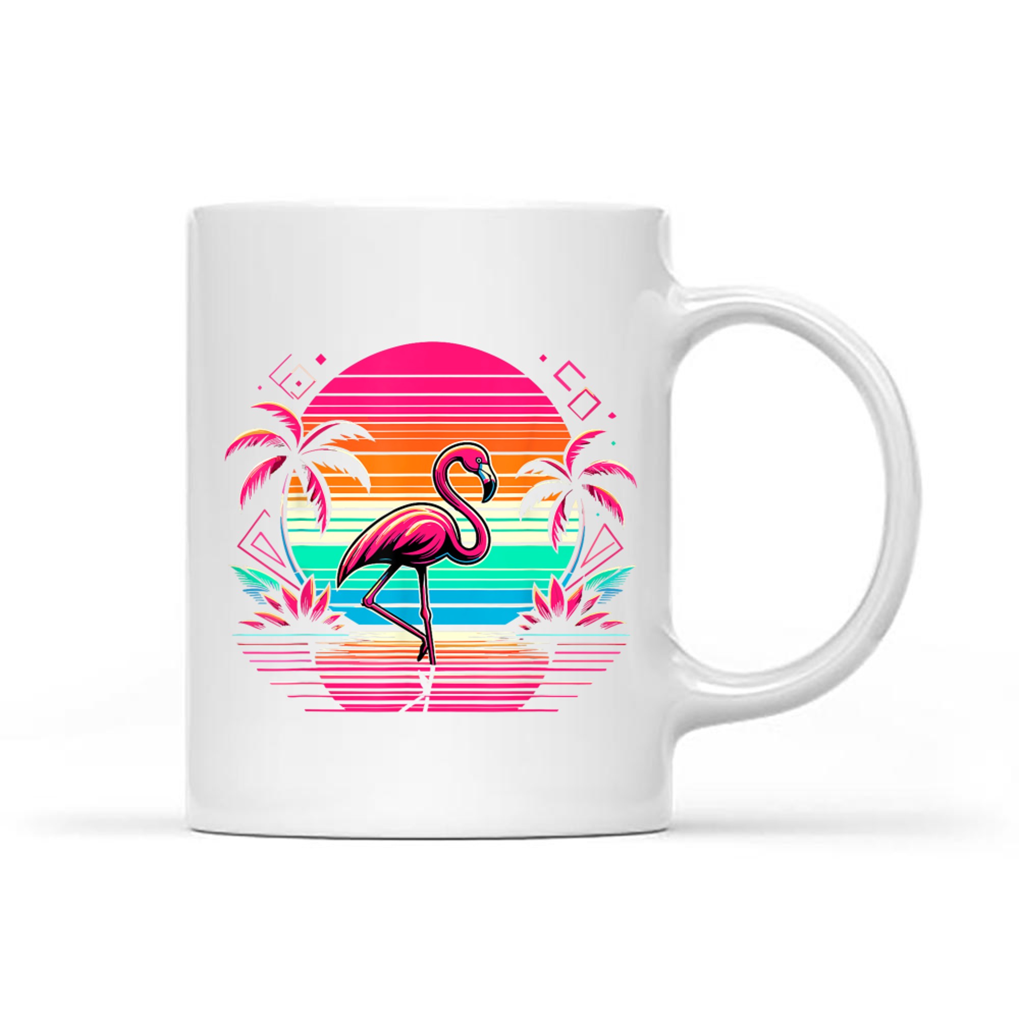 Pink Flamingo Beach Summer Vibes Palm Tree Tropical Summer Mug