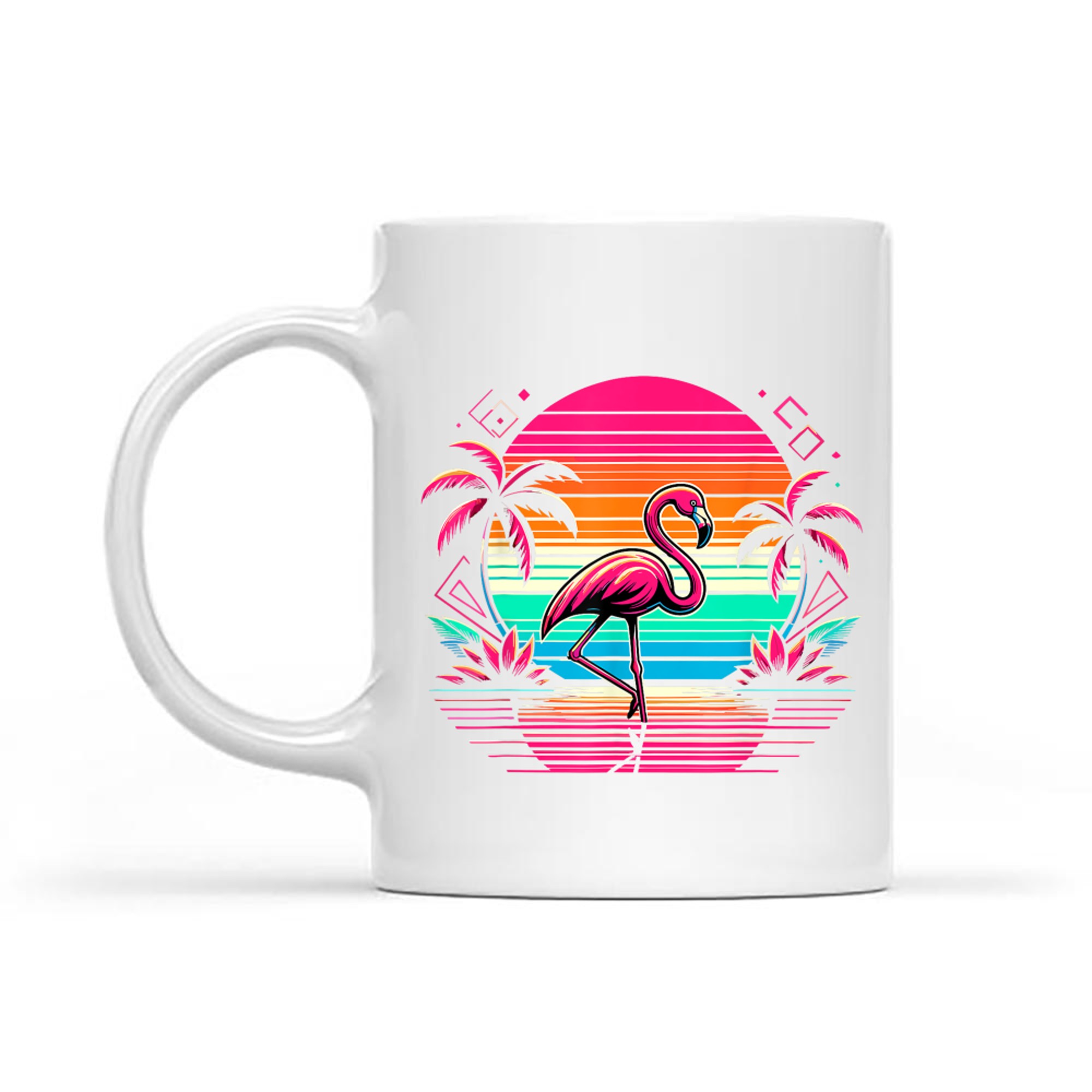 Pink Flamingo Beach Summer Vibes Palm Tree Tropical Summer Mug