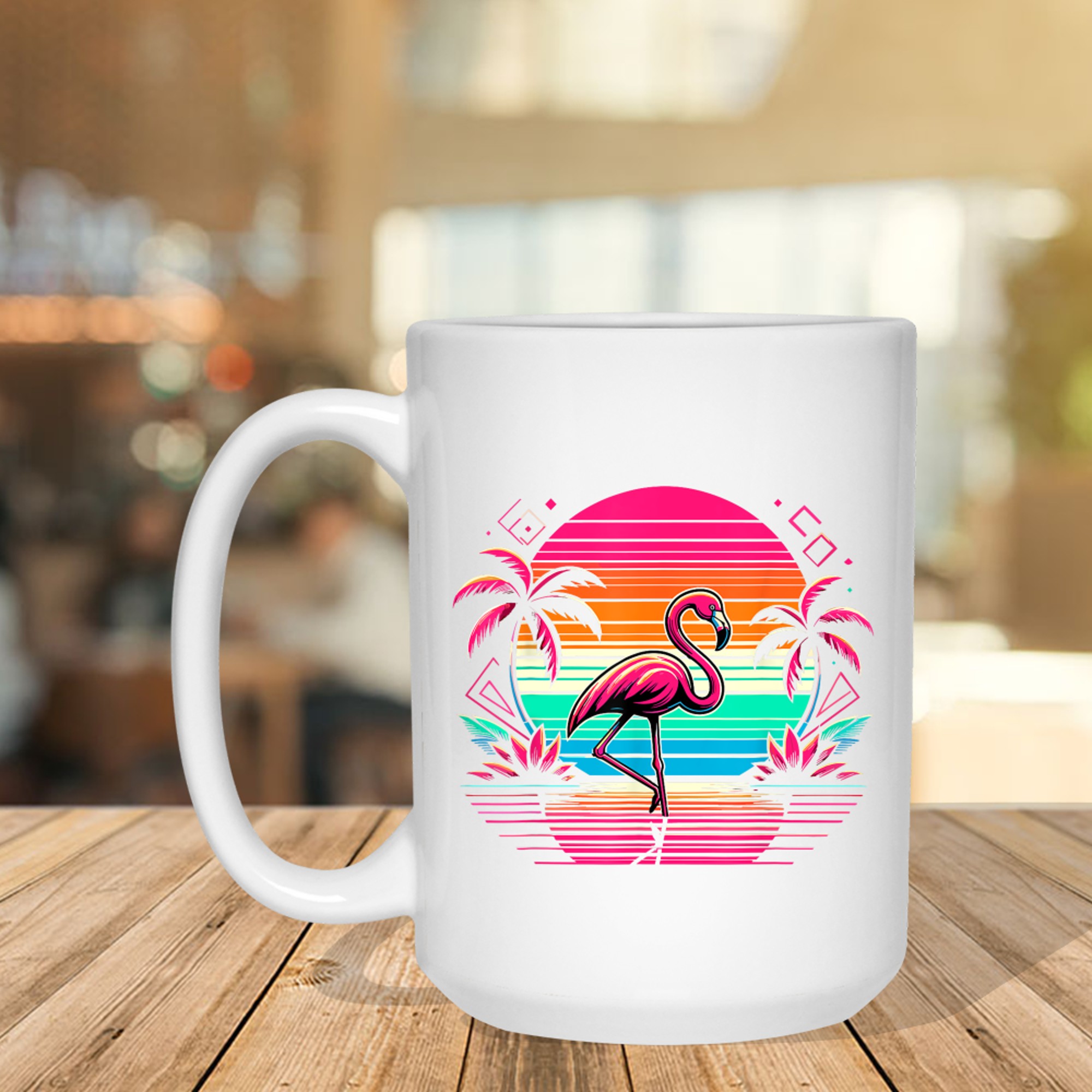 Pink Flamingo Beach Summer Vibes Palm Tree Tropical Summer Mug