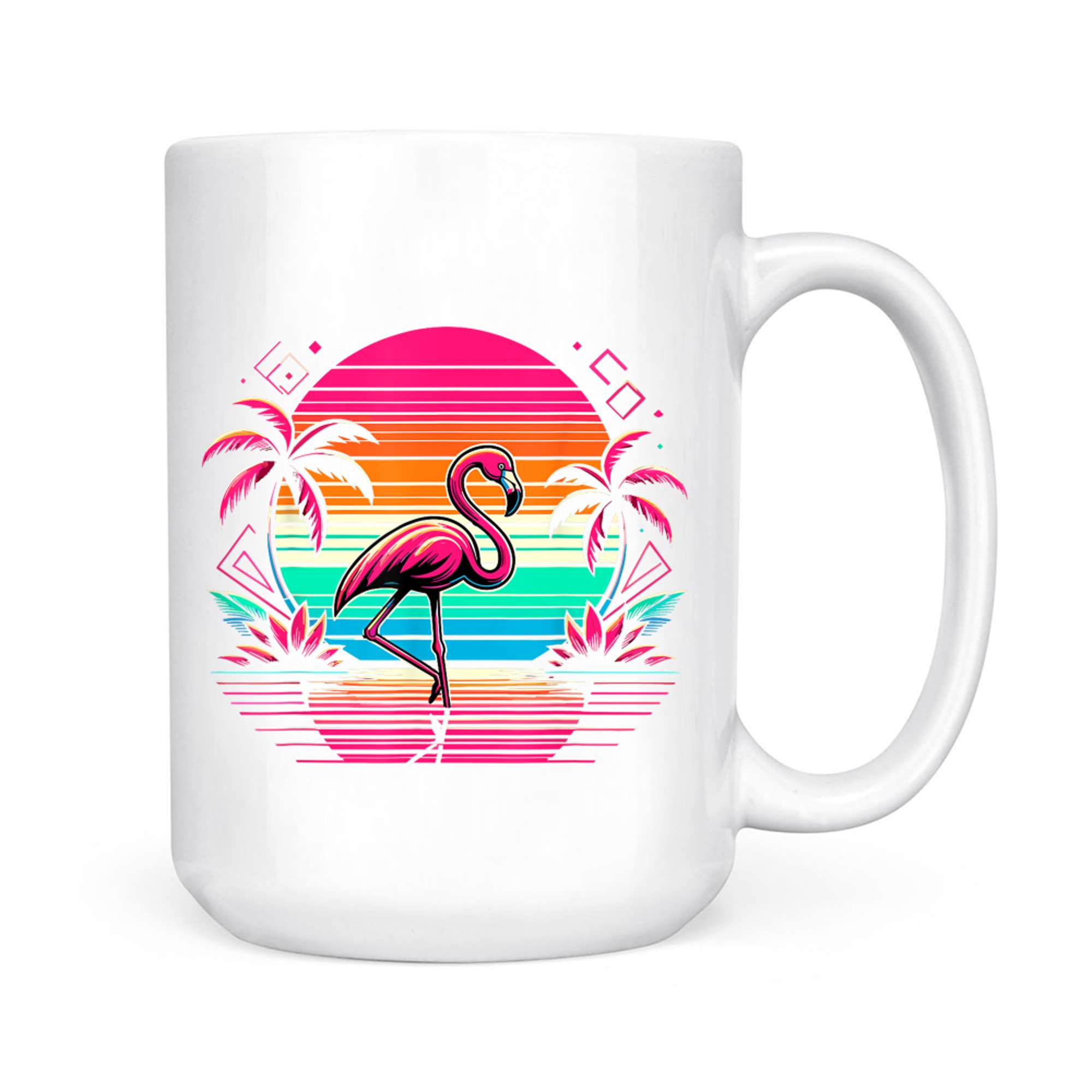 Pink Flamingo Beach Summer Vibes Palm Tree Tropical Summer Mug