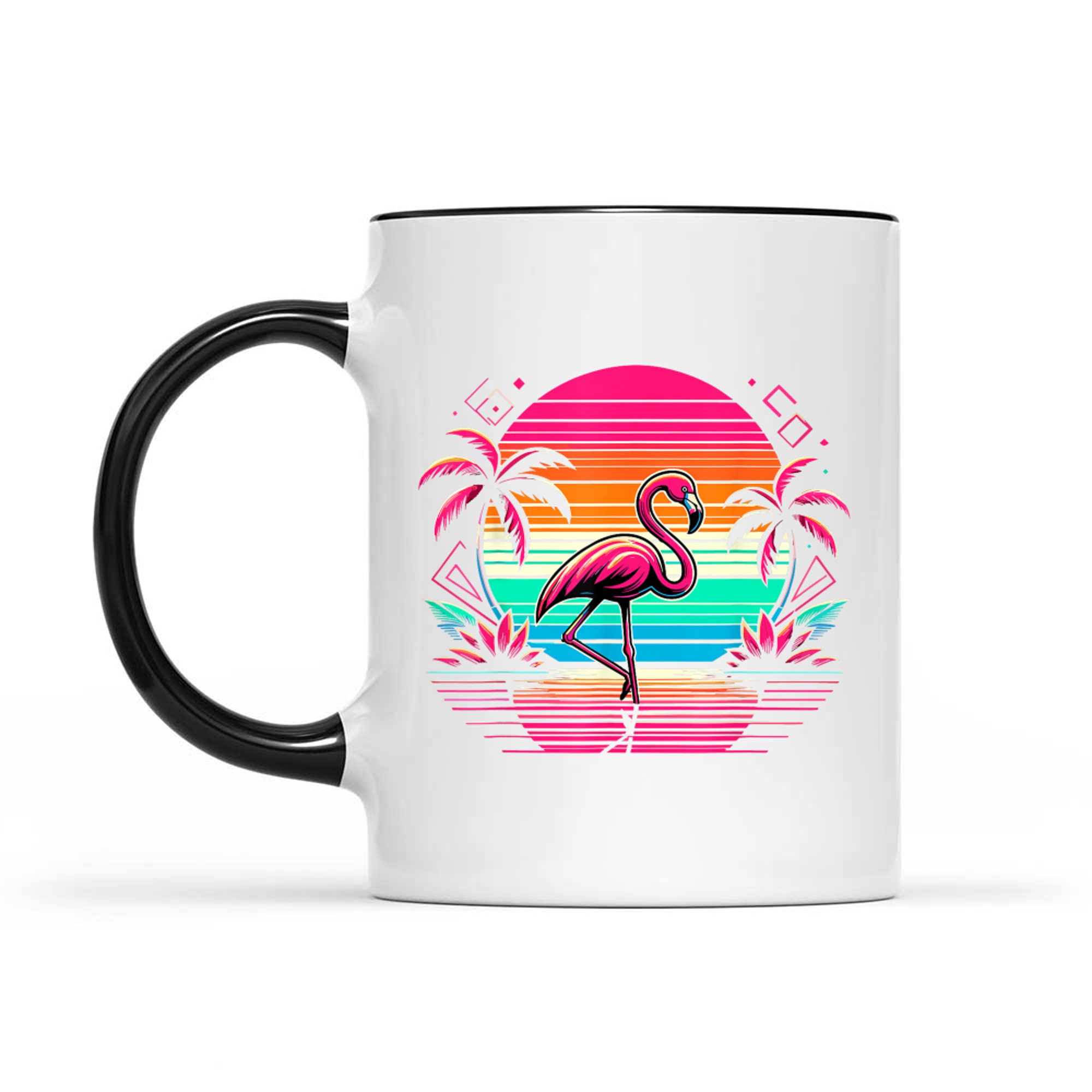 Pink Flamingo Beach Summer Vibes Palm Tree Tropical Summer Mug