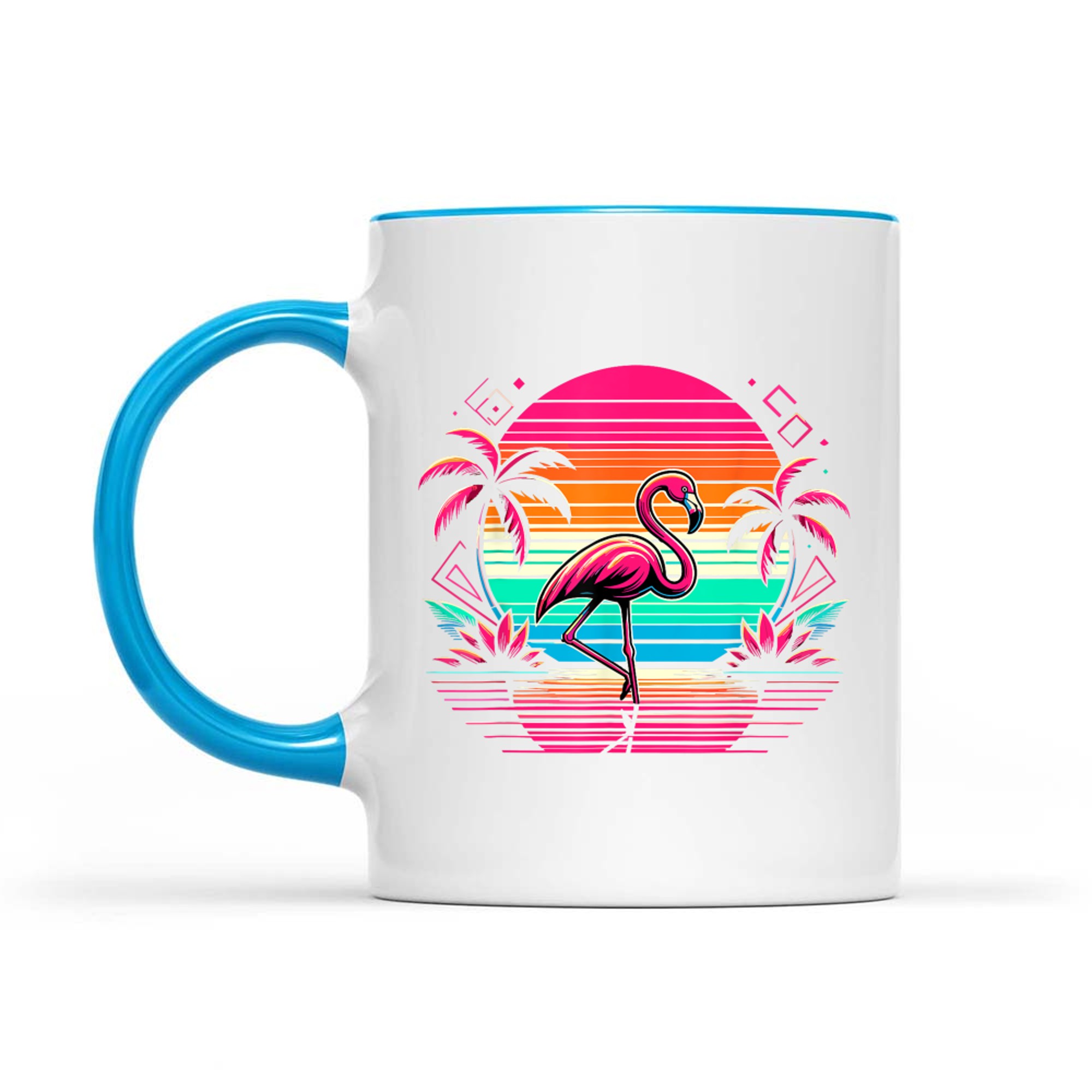 Pink Flamingo Beach Summer Vibes Palm Tree Tropical Summer Mug