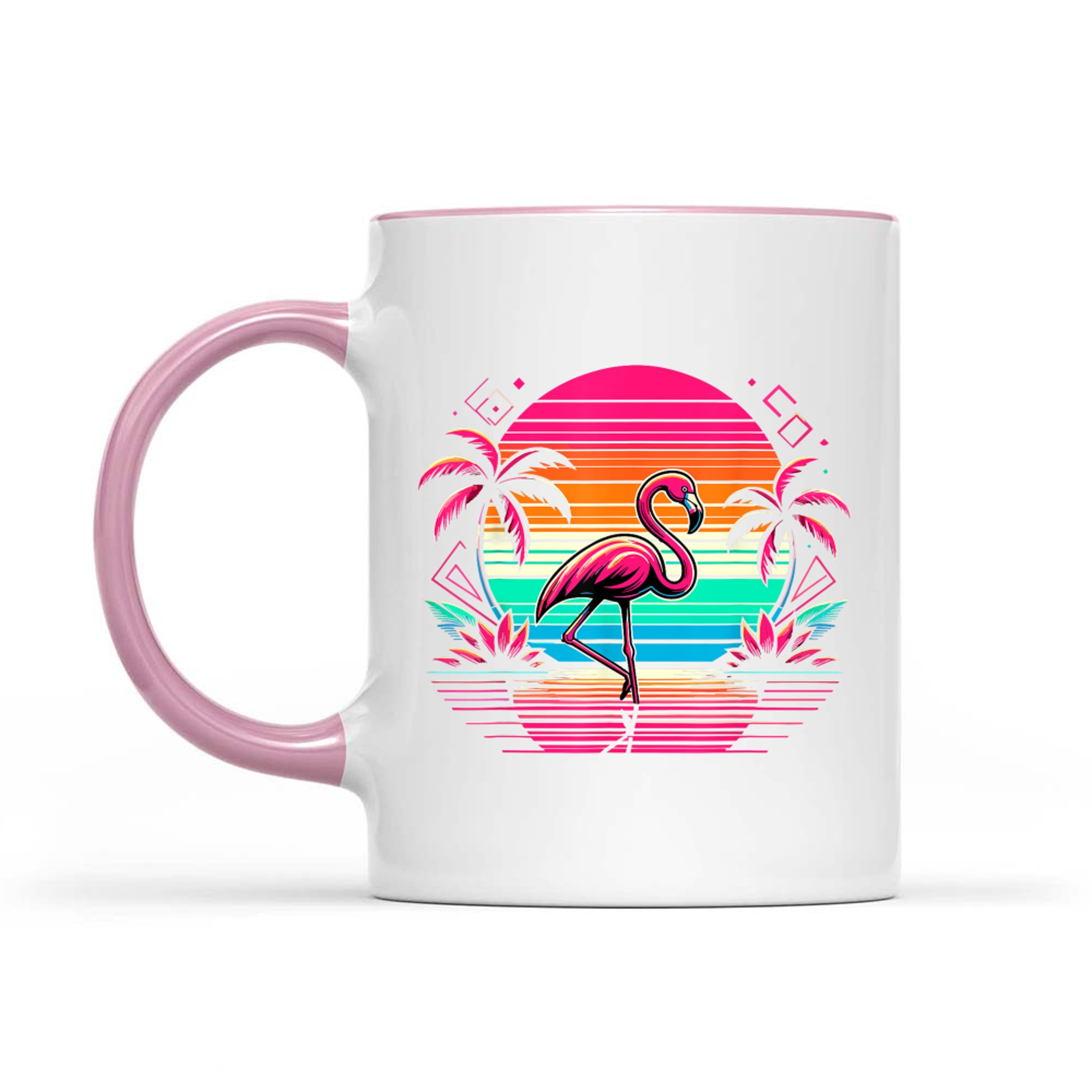 Pink Flamingo Beach Summer Vibes Palm Tree Tropical Summer Mug