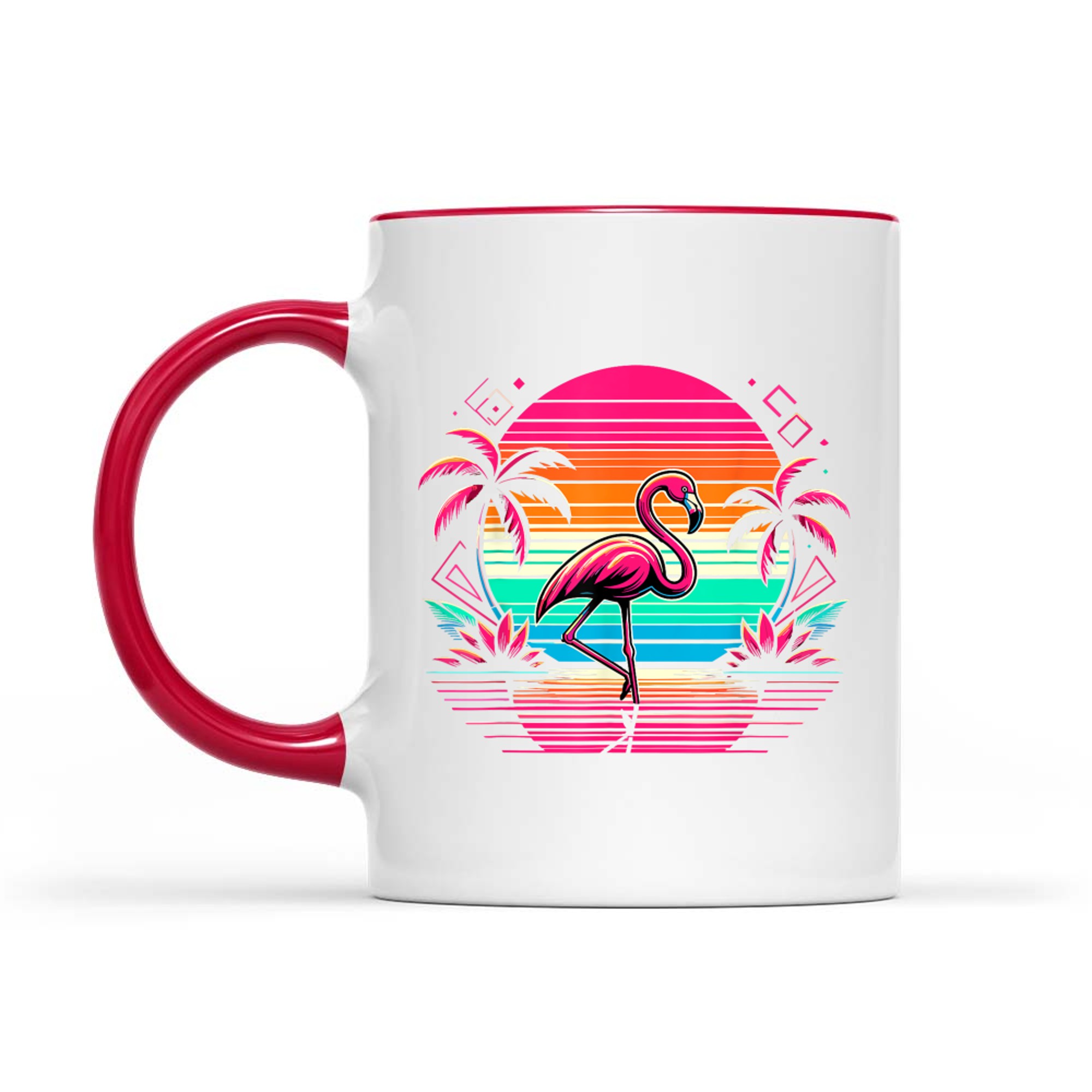 Pink Flamingo Beach Summer Vibes Palm Tree Tropical Summer Mug