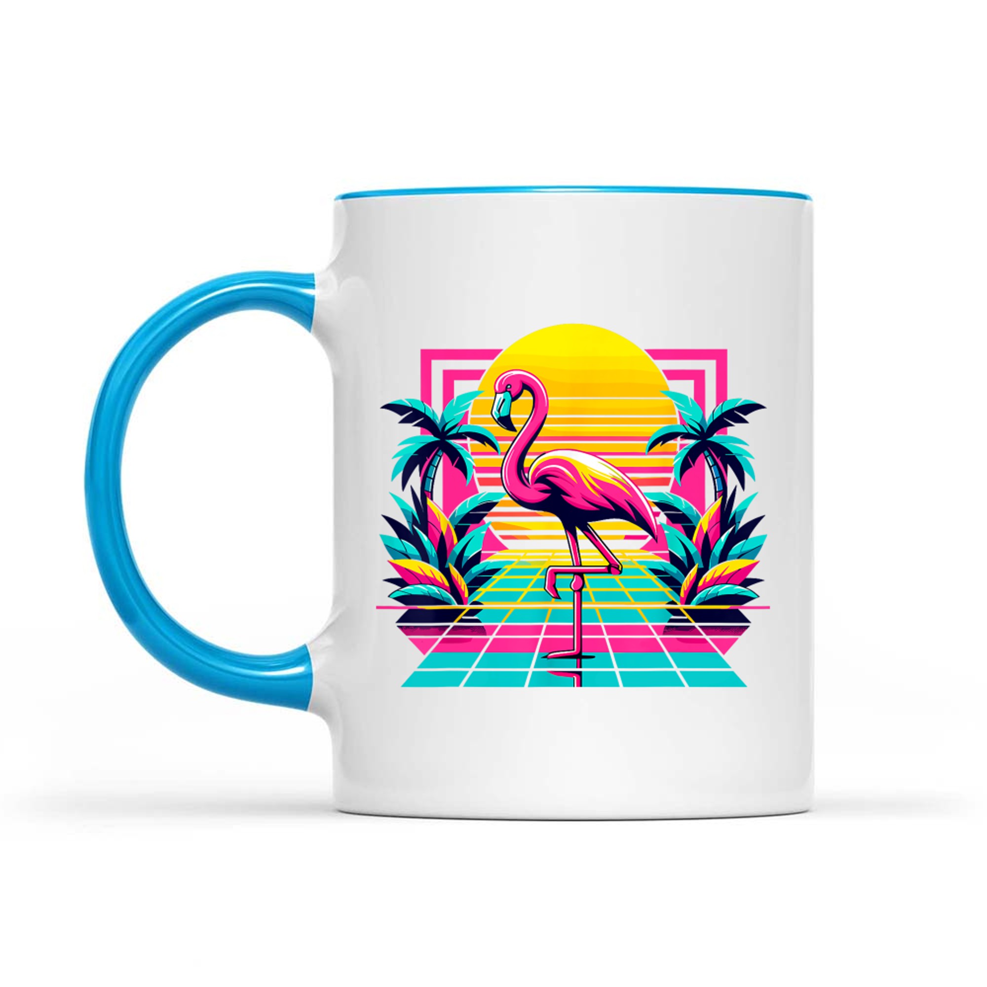 Pink Flamingo Palm Trees Tropical Summer Mug