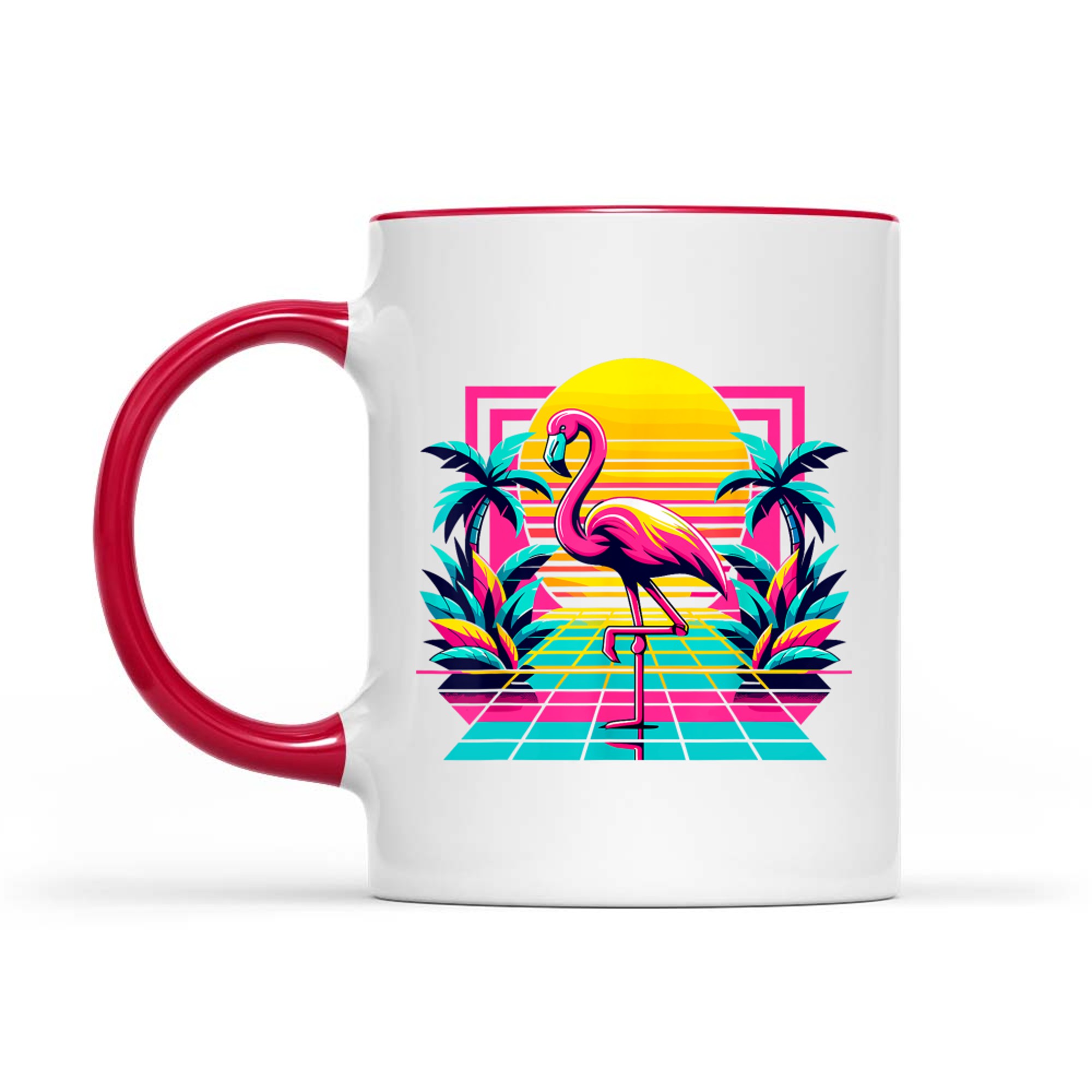 Pink Flamingo Palm Trees Tropical Summer Mug
