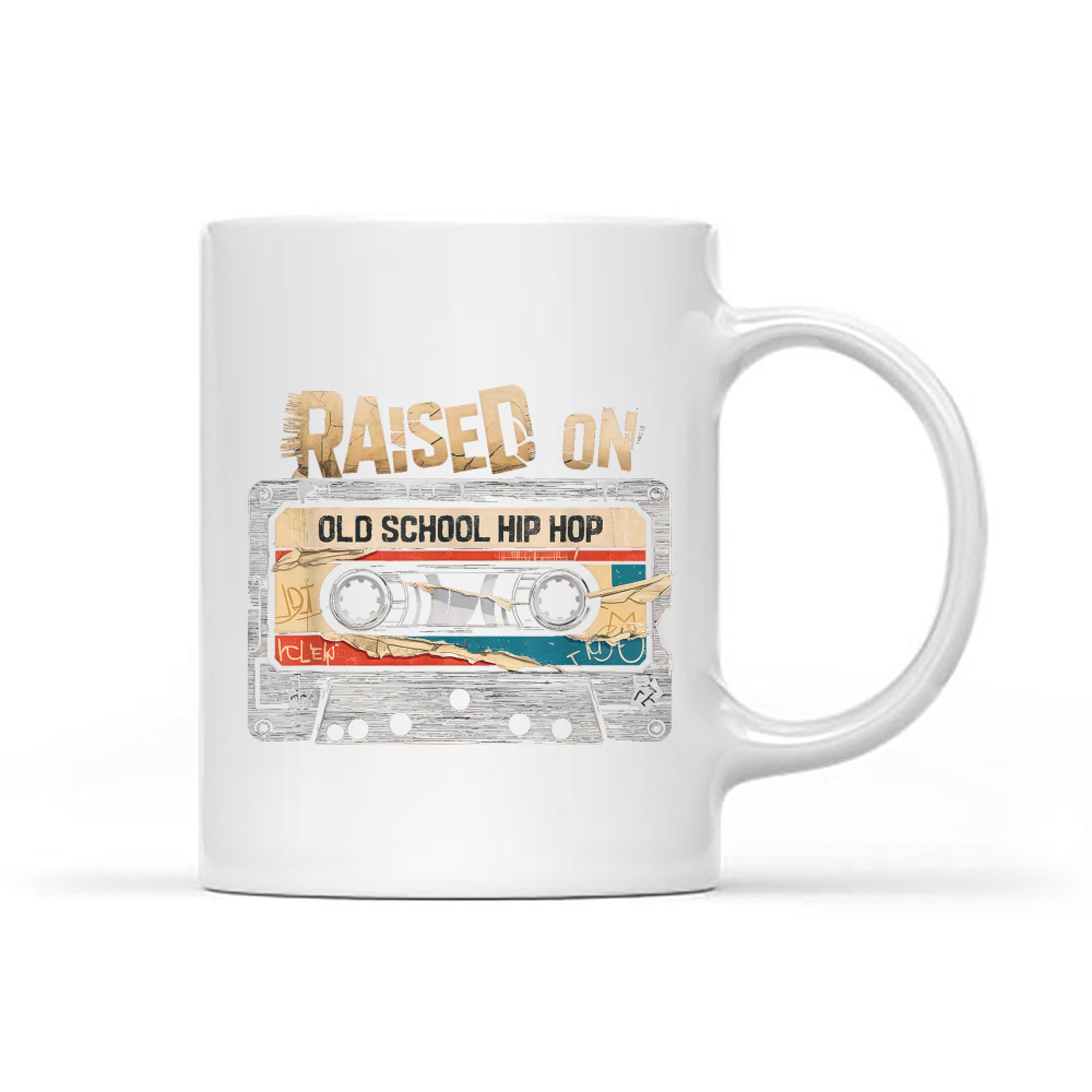 Raised On Old School Hip Hop Cassette Graffiti Rap Mug