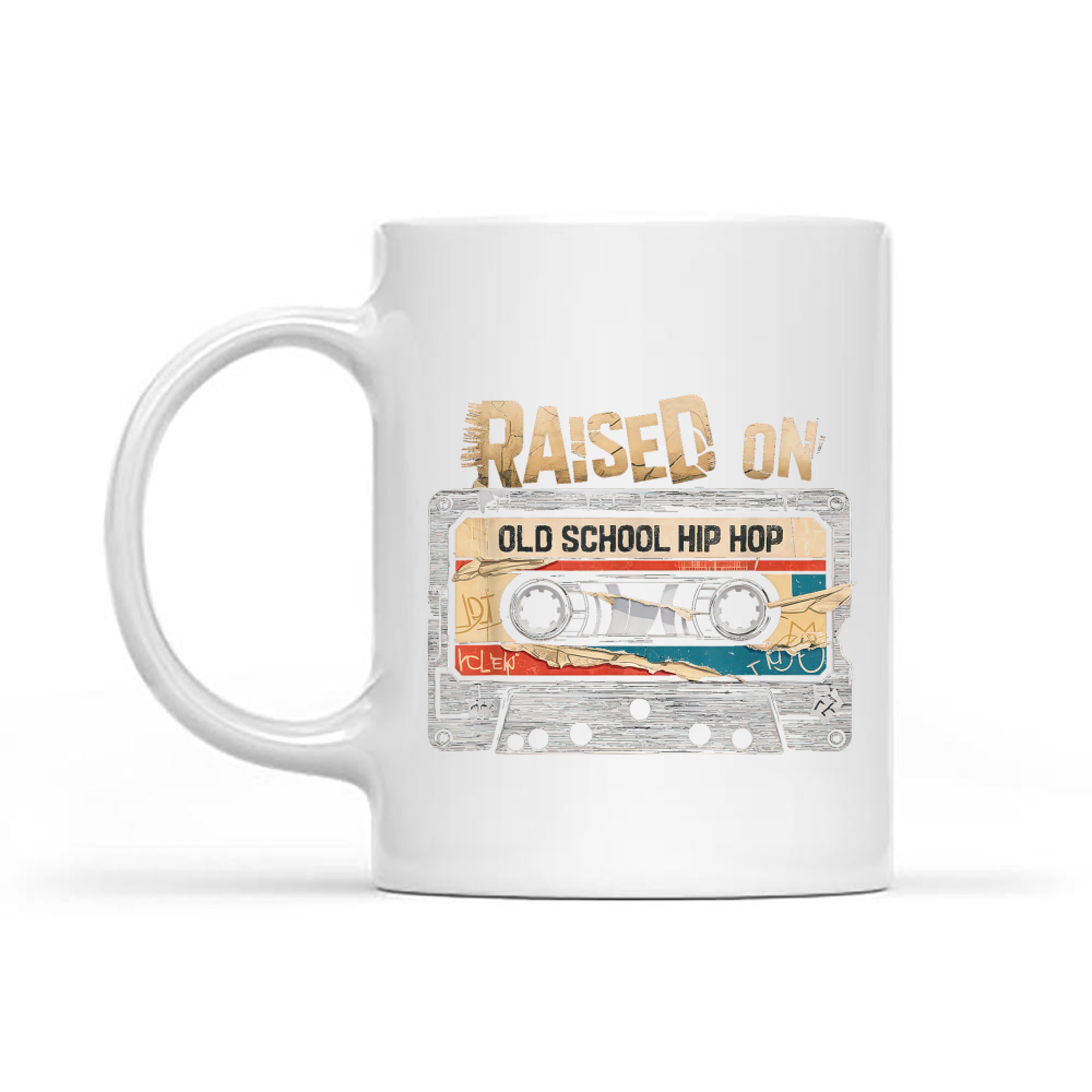 Raised On Old School Hip Hop Cassette Graffiti Rap Mug