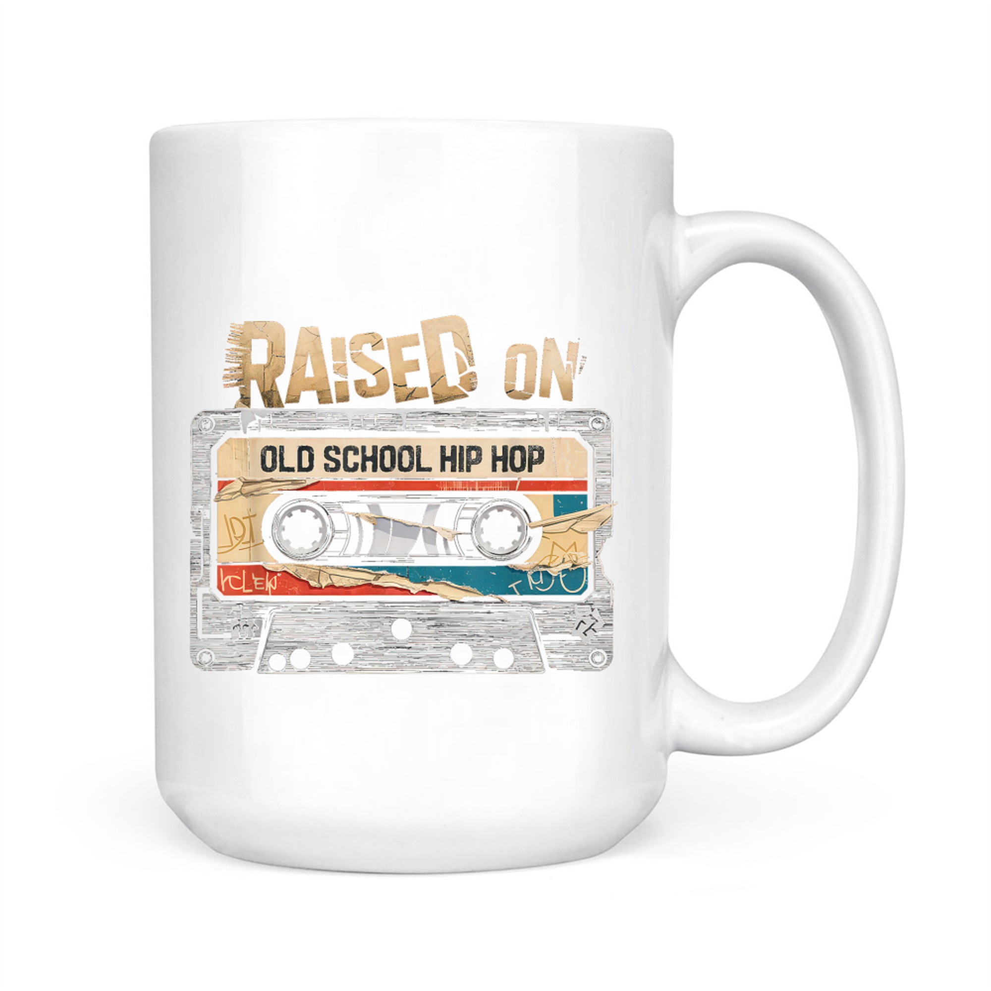 Raised On Old School Hip Hop Cassette Graffiti Rap Mug