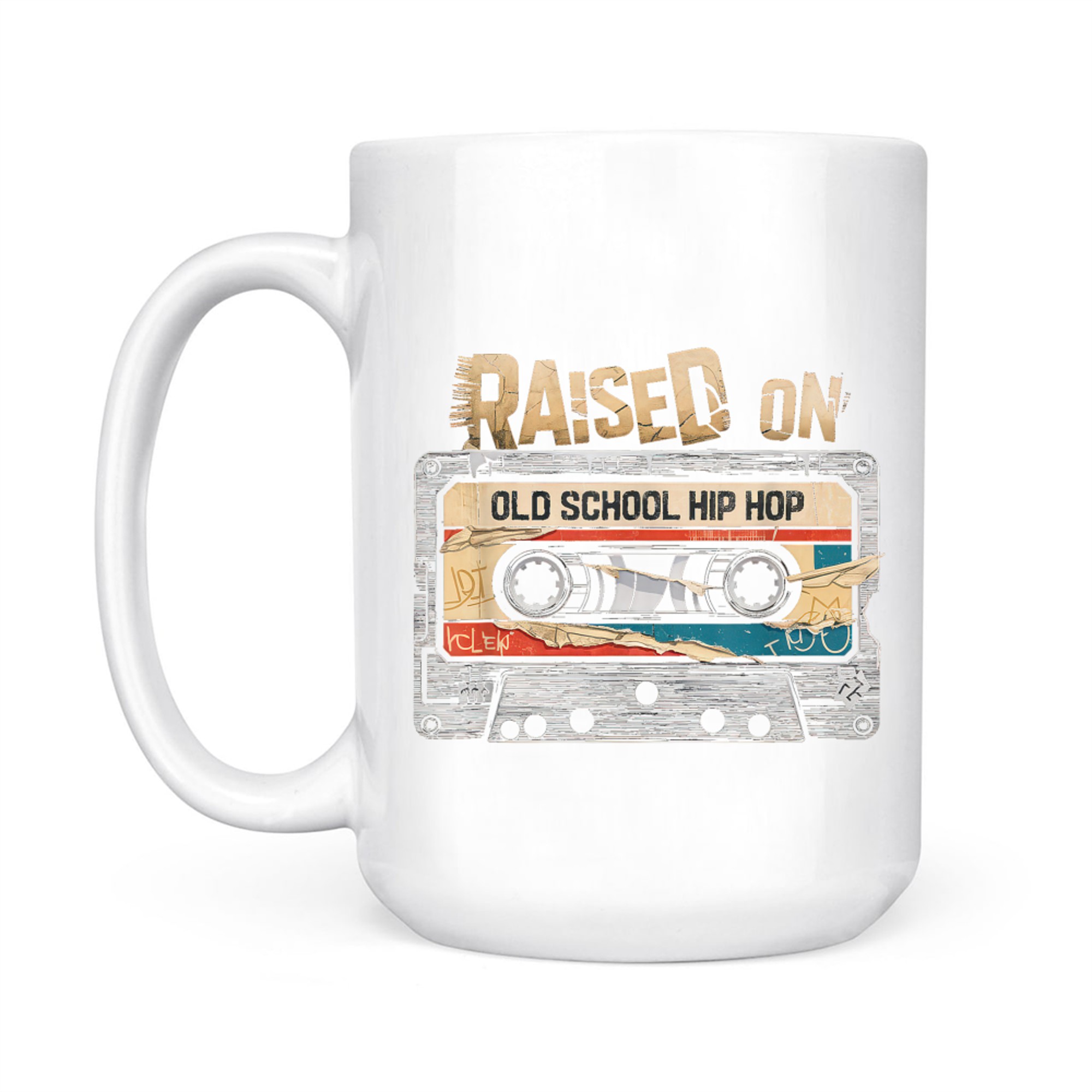 Raised On Old School Hip Hop Cassette Graffiti Rap Mug